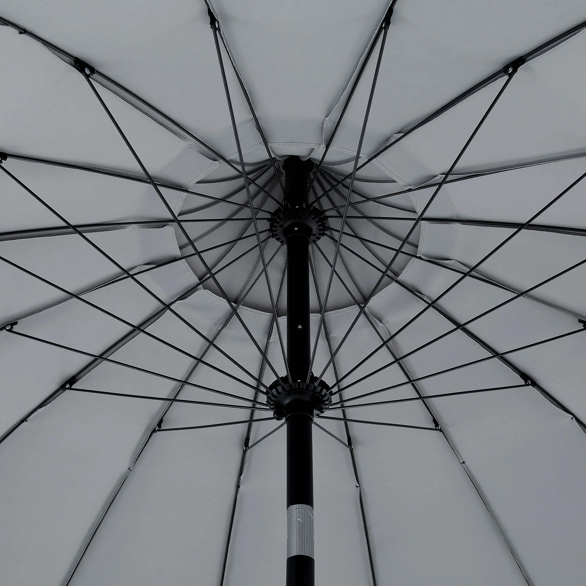 Hacienda 2.4M Light Grey Beaded Carousel Garden Parasol with Fringe Tassels and Aluminium Tilt - Image 10
