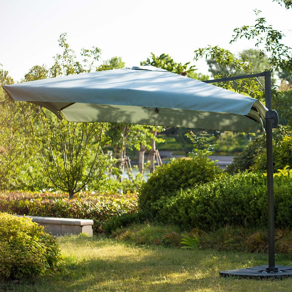 300cm Large Square 360° Aluminium Roma Cantilever Garden Hanging Parasol, Grey - Image 2
