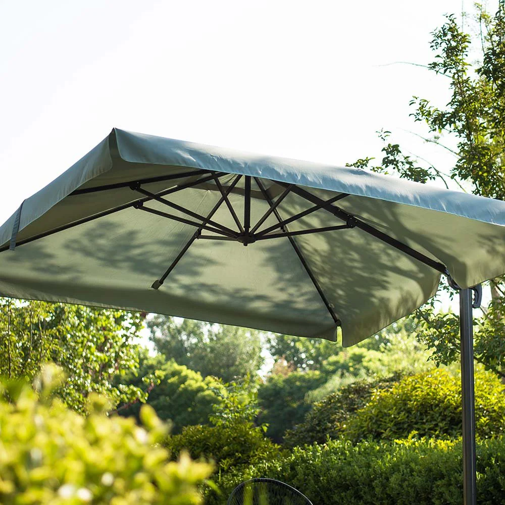 300cm Large Square 360° Aluminium Roma Cantilever Garden Hanging Parasol, Grey - Image 3