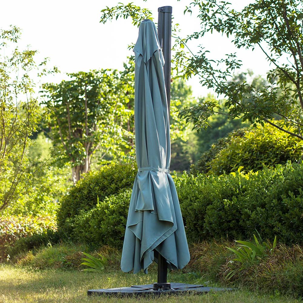 300cm Large Square 360° Aluminium Roma Cantilever Garden Hanging Parasol, Grey - Image 5