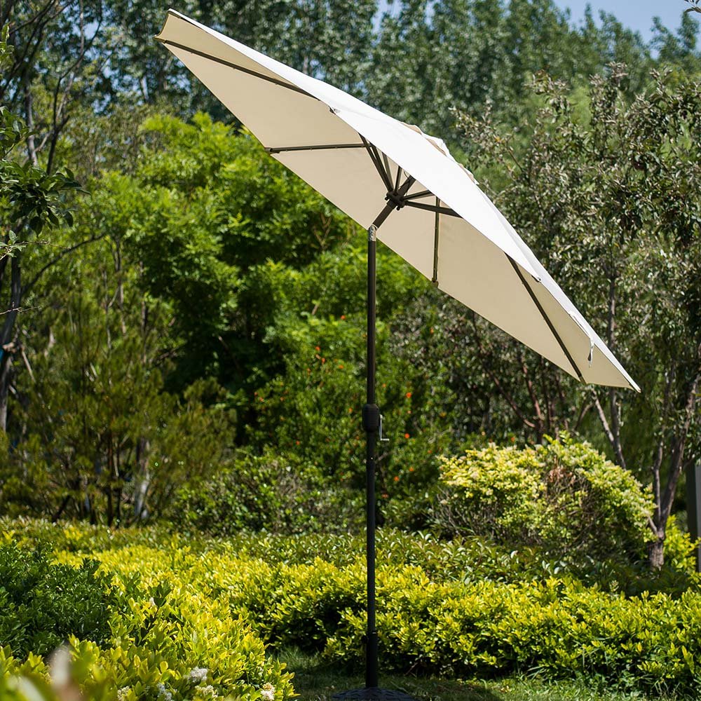 3M LED Light Aluminium Frame Garden Parasol with Tilt Crank, Beige - Image 2