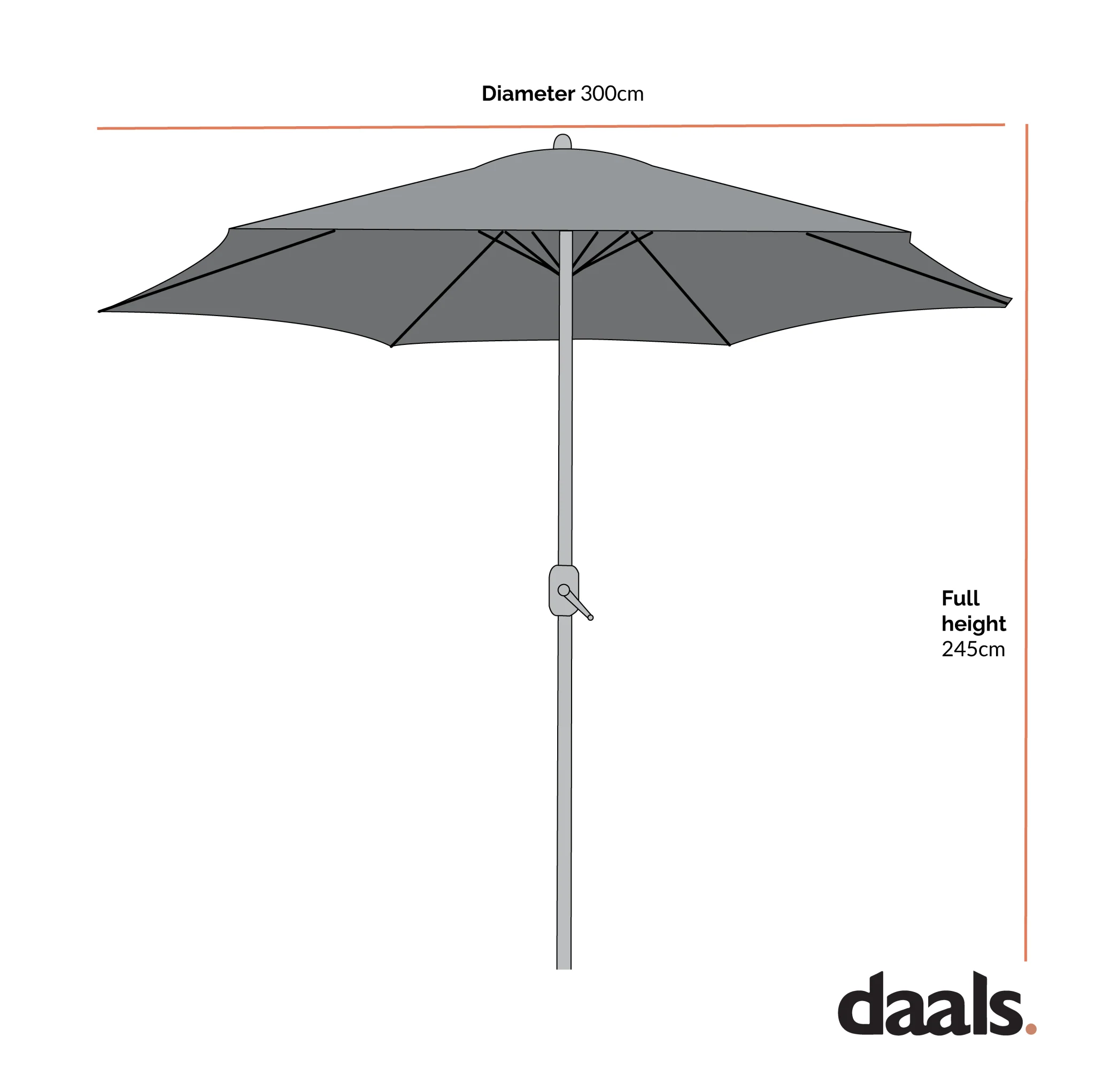 3M LED Light Aluminium Frame Garden Parasol with Tilt Crank, Grey - Image 10