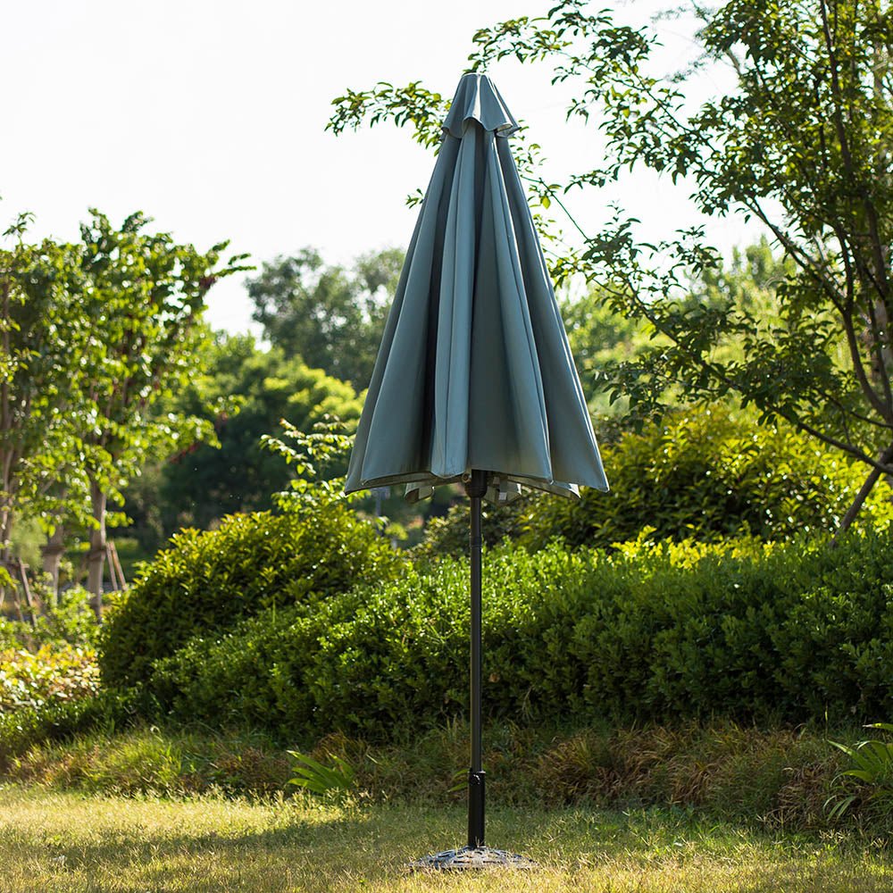 3M LED Light Aluminium Frame Garden Parasol with Tilt Crank, Grey - Image 7