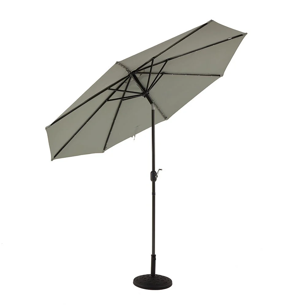 3M LED Light Aluminium Frame Garden Parasol with Tilt Crank, Grey - Image 9