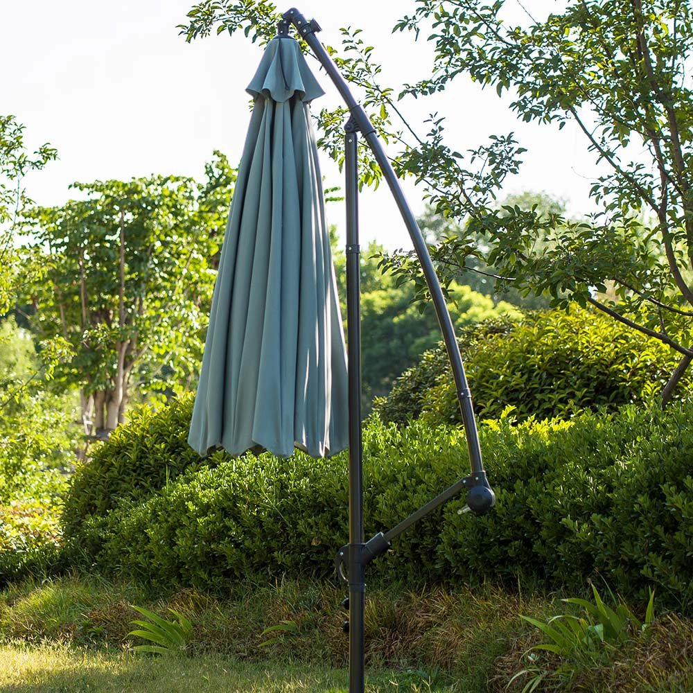 3M LED Light Cantilever Garden Leanover Parasol, Grey - Image 4