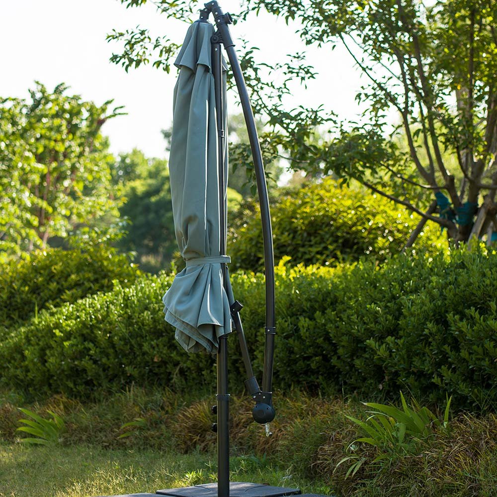 3M LED Light Cantilever Garden Leanover Parasol, Grey - Image 5