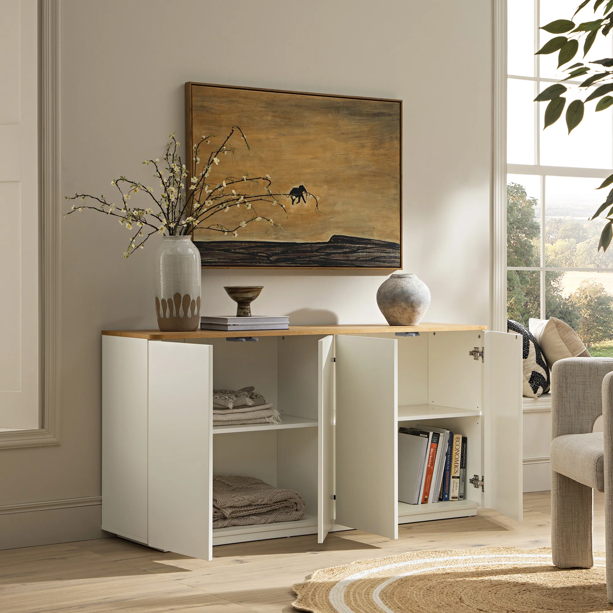 Agnes Curved Edge 150cm Wide Sideboard, White - Image 3