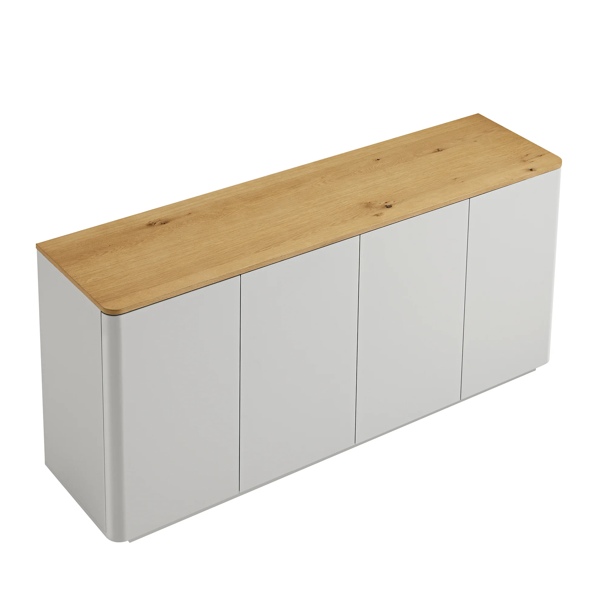Agnes Curved Edge 150cm Wide Sideboard, Dove Grey with Oak Top - Image 10