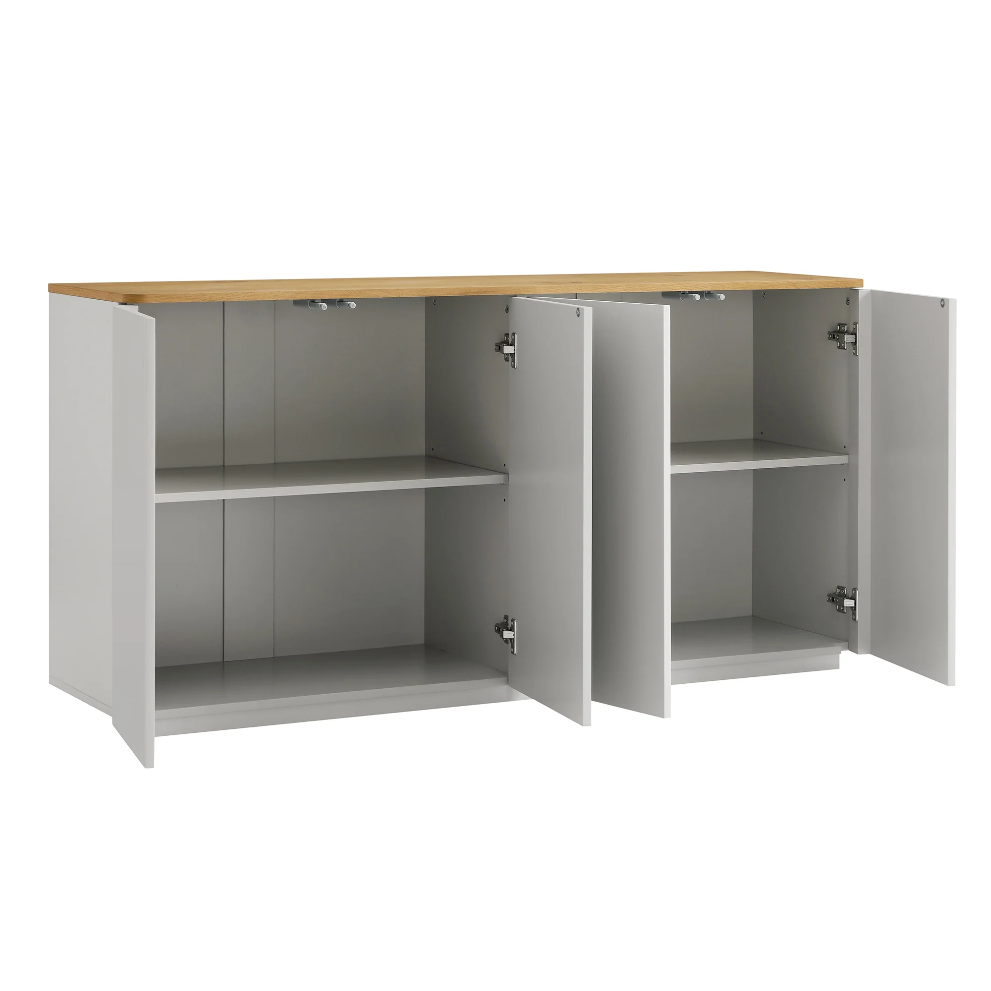 Agnes Curved Edge 150cm Wide Sideboard, Dove Grey with Oak Top - Image 9