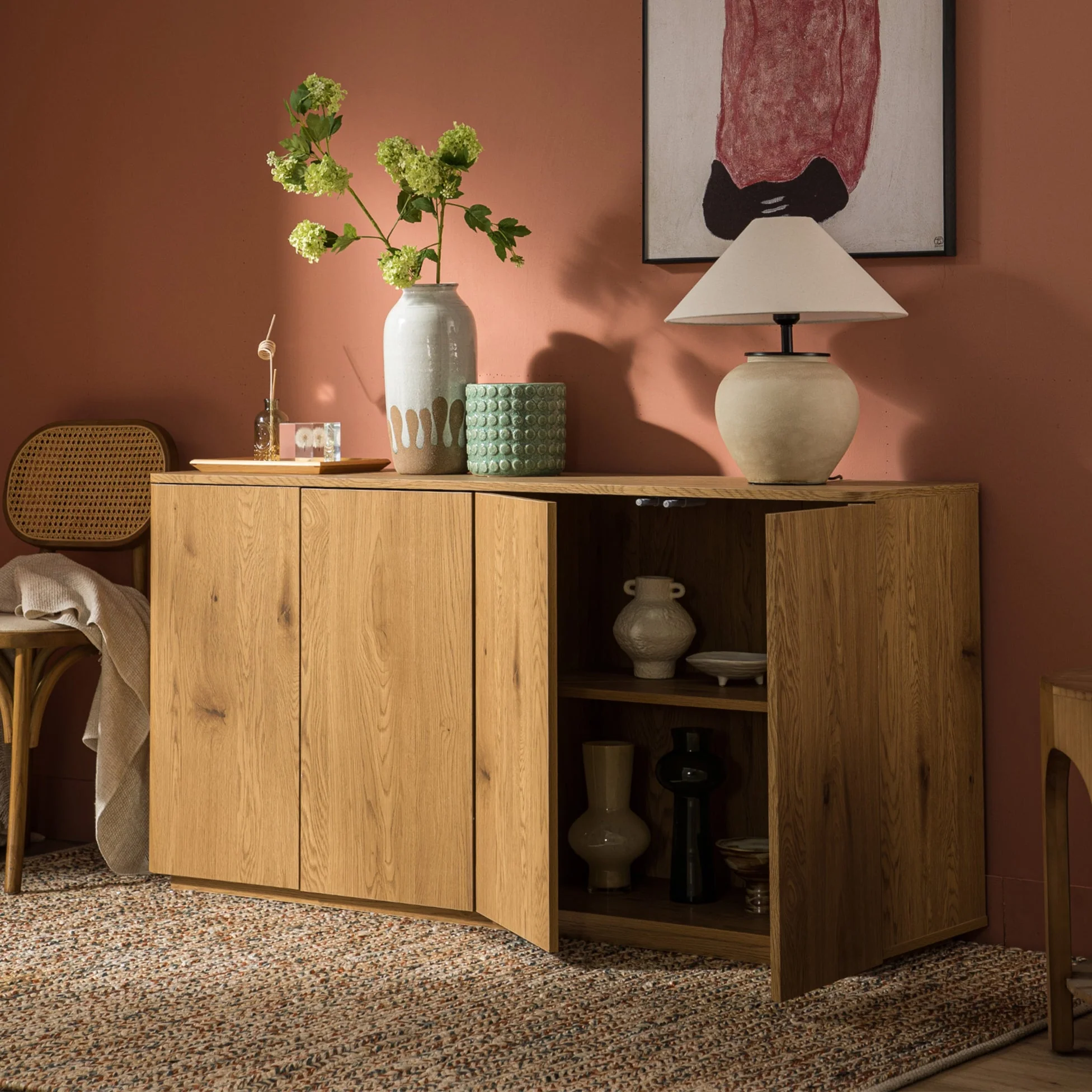 Agnes Curved Edge 150cm Wide Sideboard, Natural - Image 3