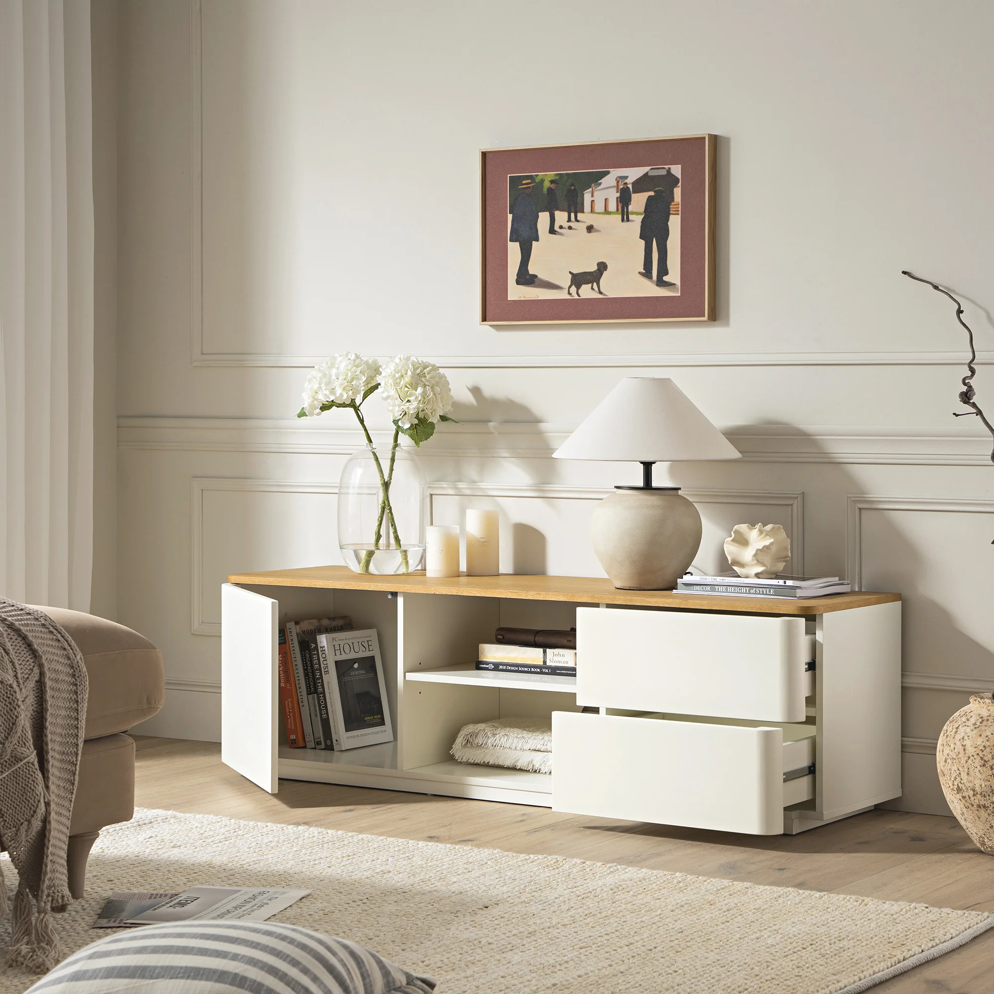 Agnes Curved Edge 150cm Wide TV Unit, White - Image 3
