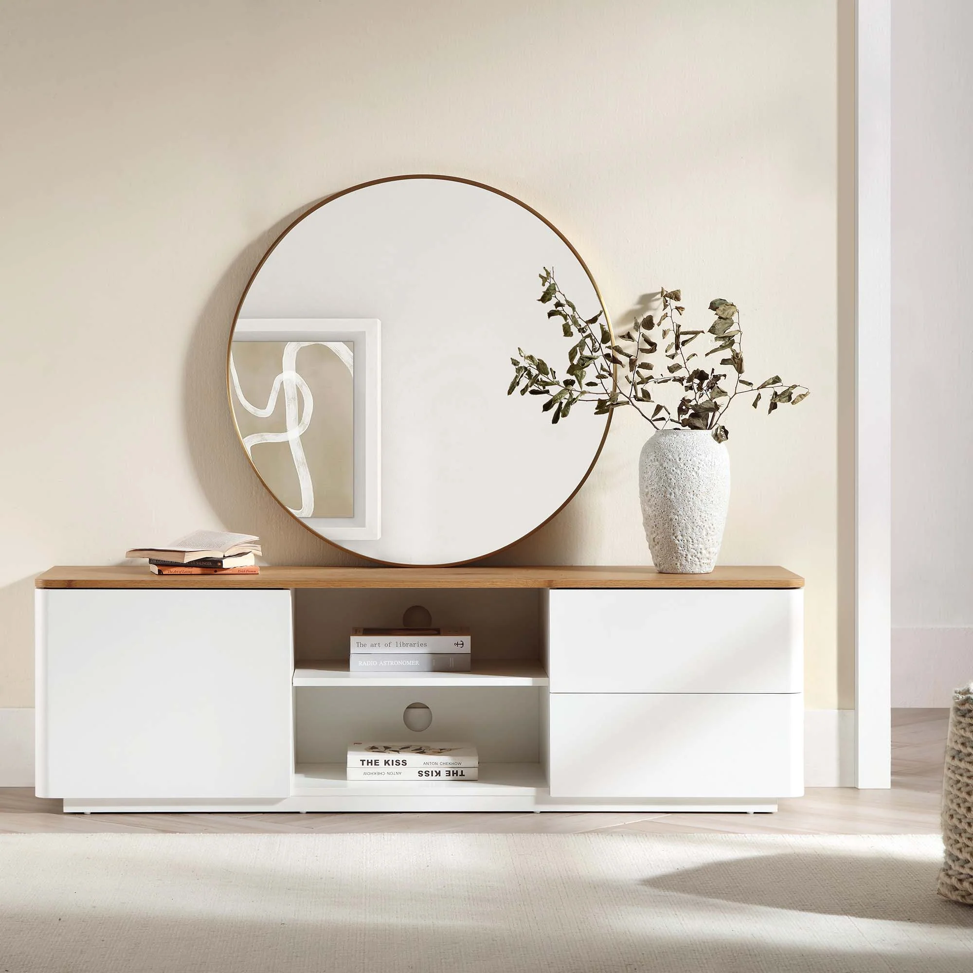 Agnes Curved Edge 150cm Wide TV Unit, White - Image 6