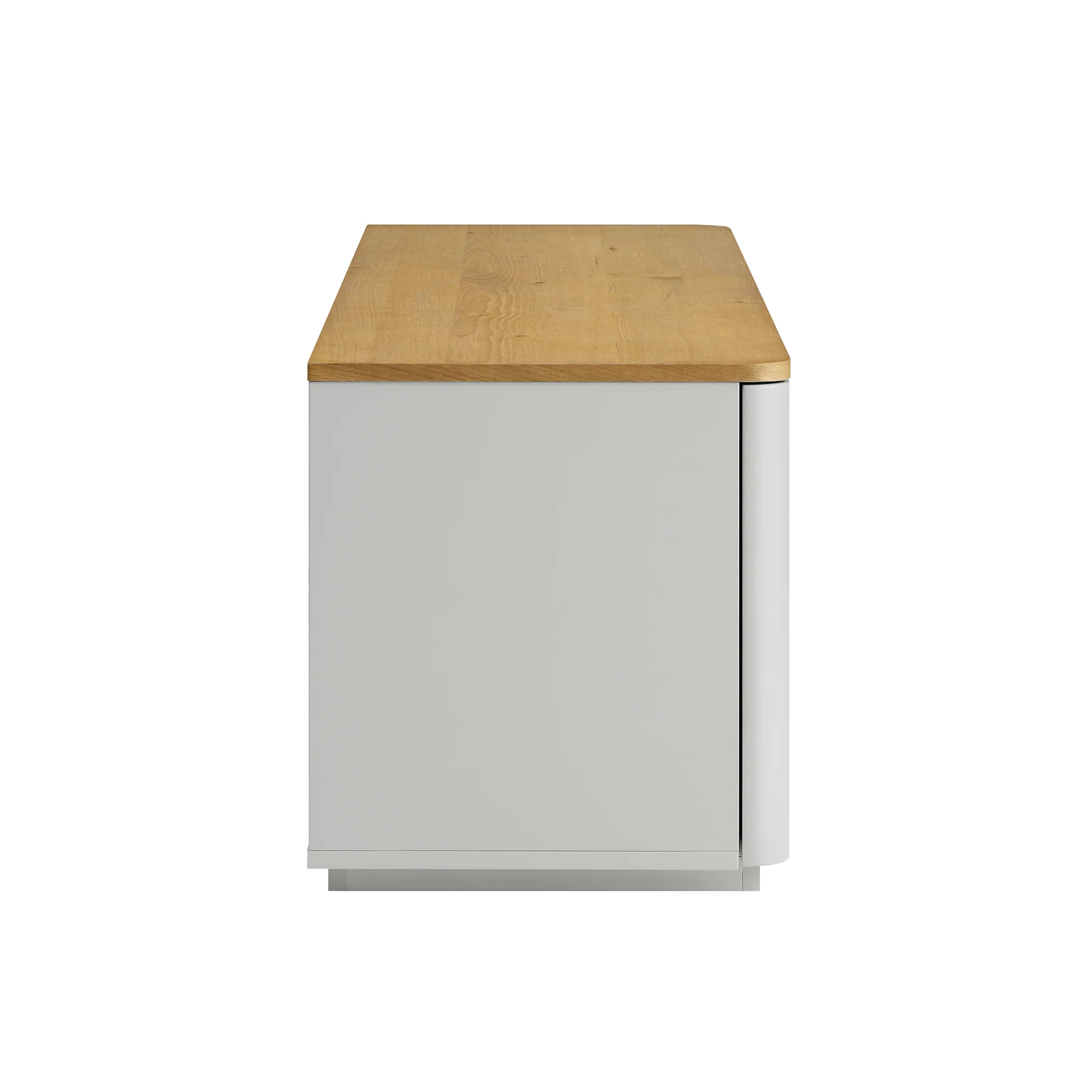 Agnes Curved Edge 150cm Wide TV Unit, Dove Grey with Oak Top - Image 10