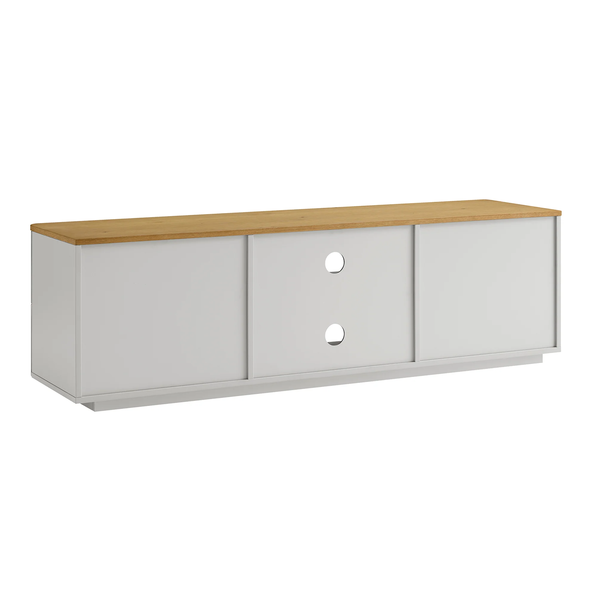 Agnes Curved Edge 150cm Wide TV Unit, Dove Grey with Oak Top - Image 11