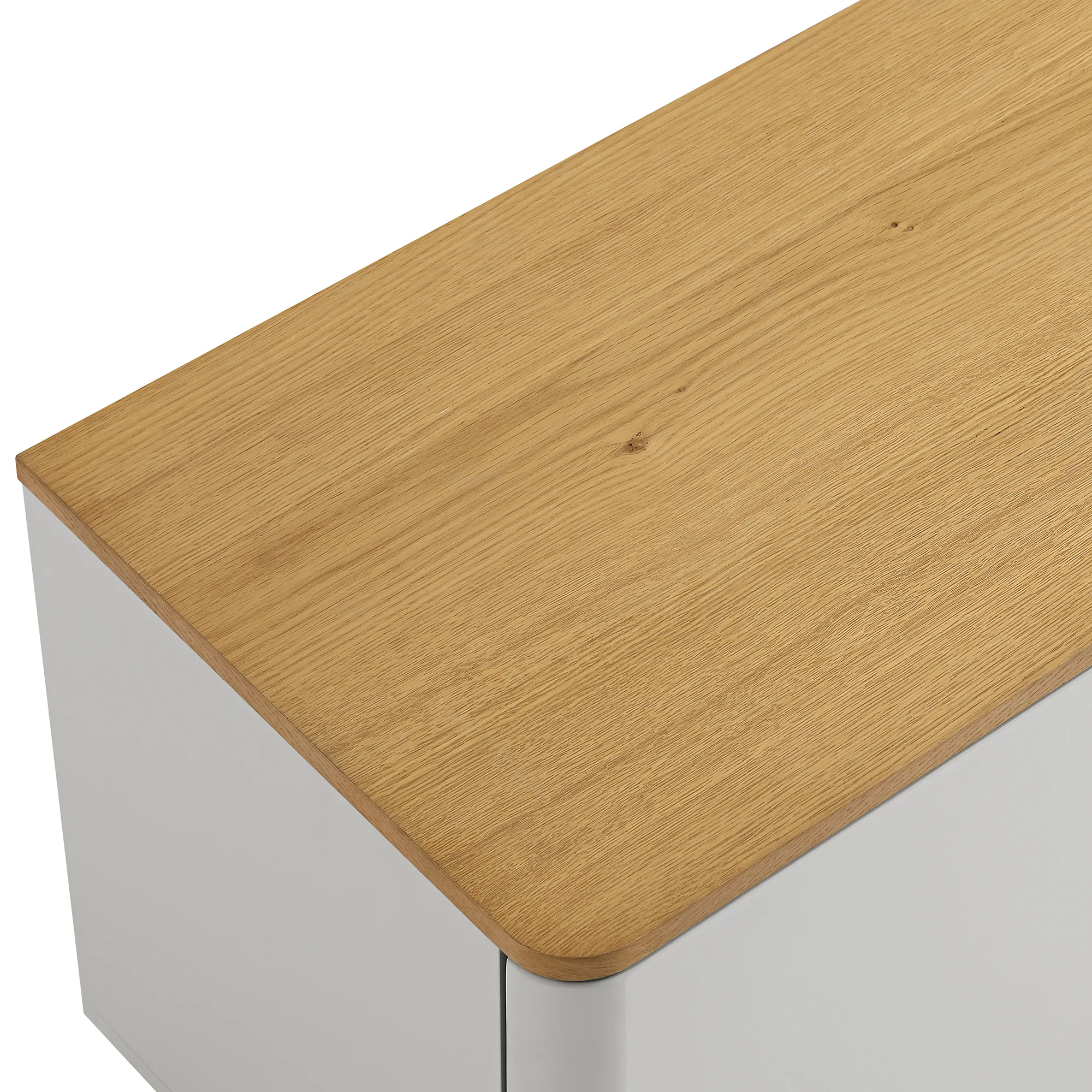 Agnes Curved Edge 150cm Wide TV Unit, Dove Grey with Oak Top - Image 12