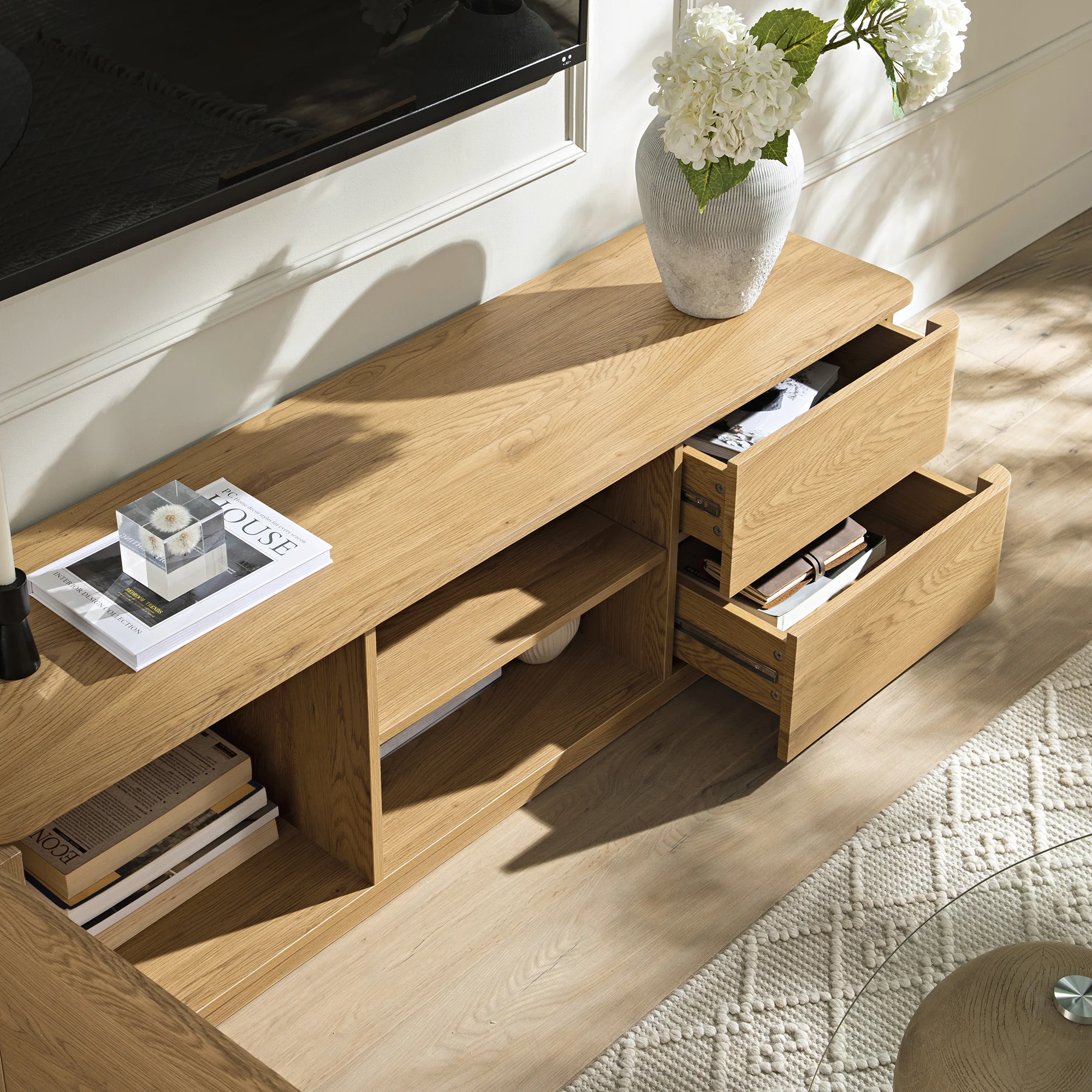 Agnes Curved Edge 150cm Wide TV Unit, Natural - Image 4