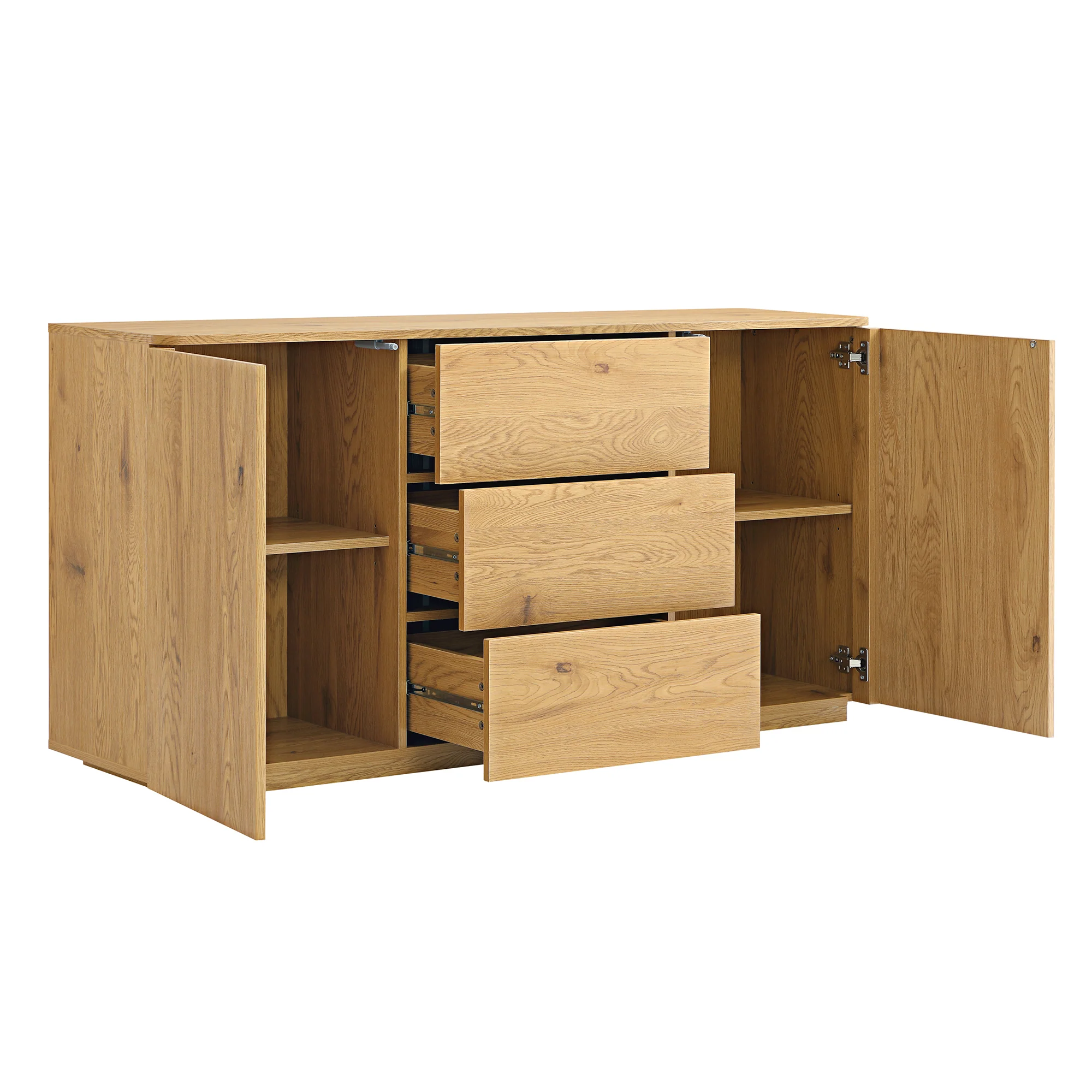 Agnes Curved Edge 2 Door 3 Drawer Wide Sideboard, Natural - Image 7