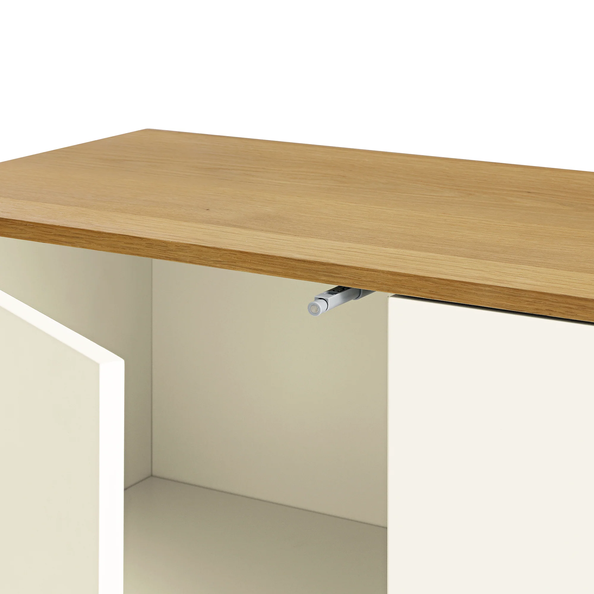 Agnes Curved Edge 2 Door 3 Drawer Wide Sideboard, Off White with Oak Top - Image 14