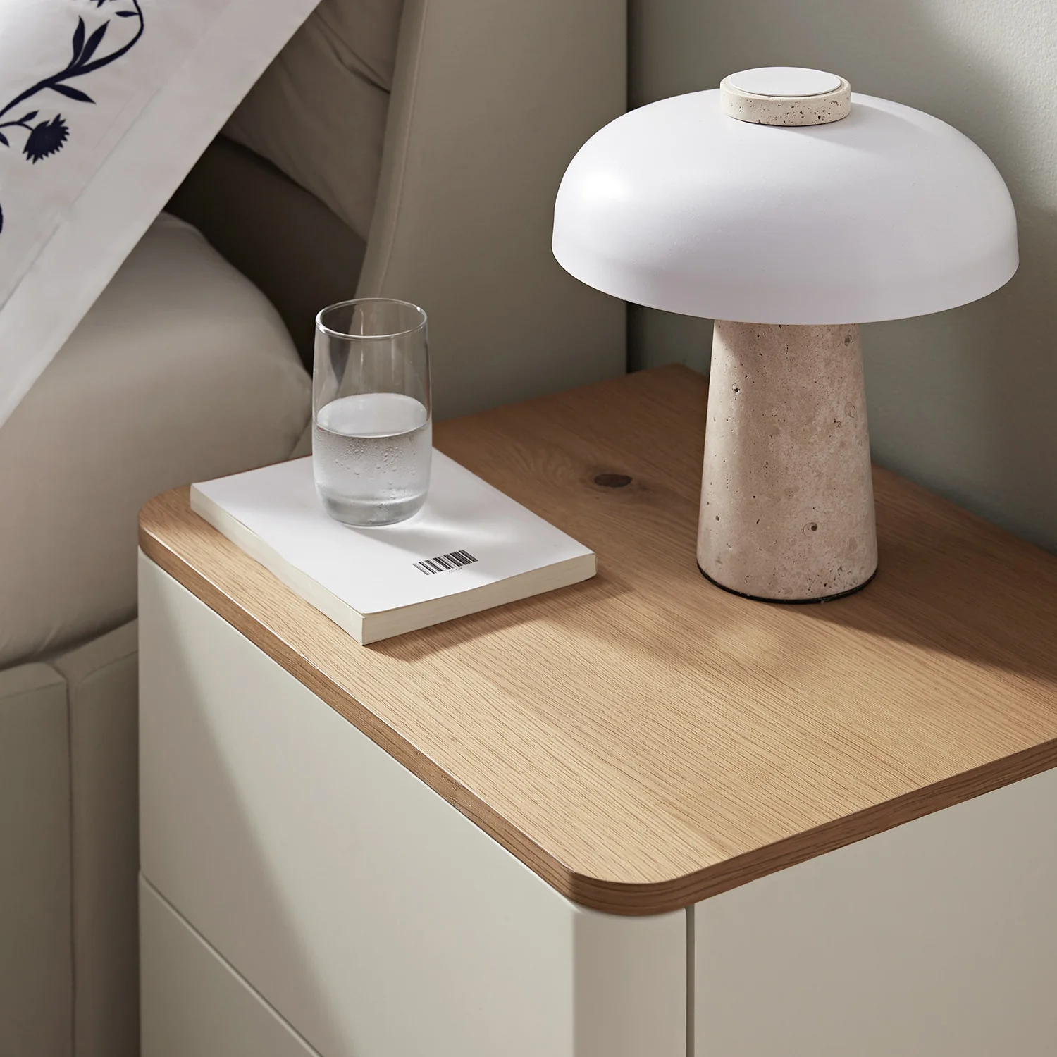 Agnes Curved Edge 2 Drawer Bedside Table, White - Image 3