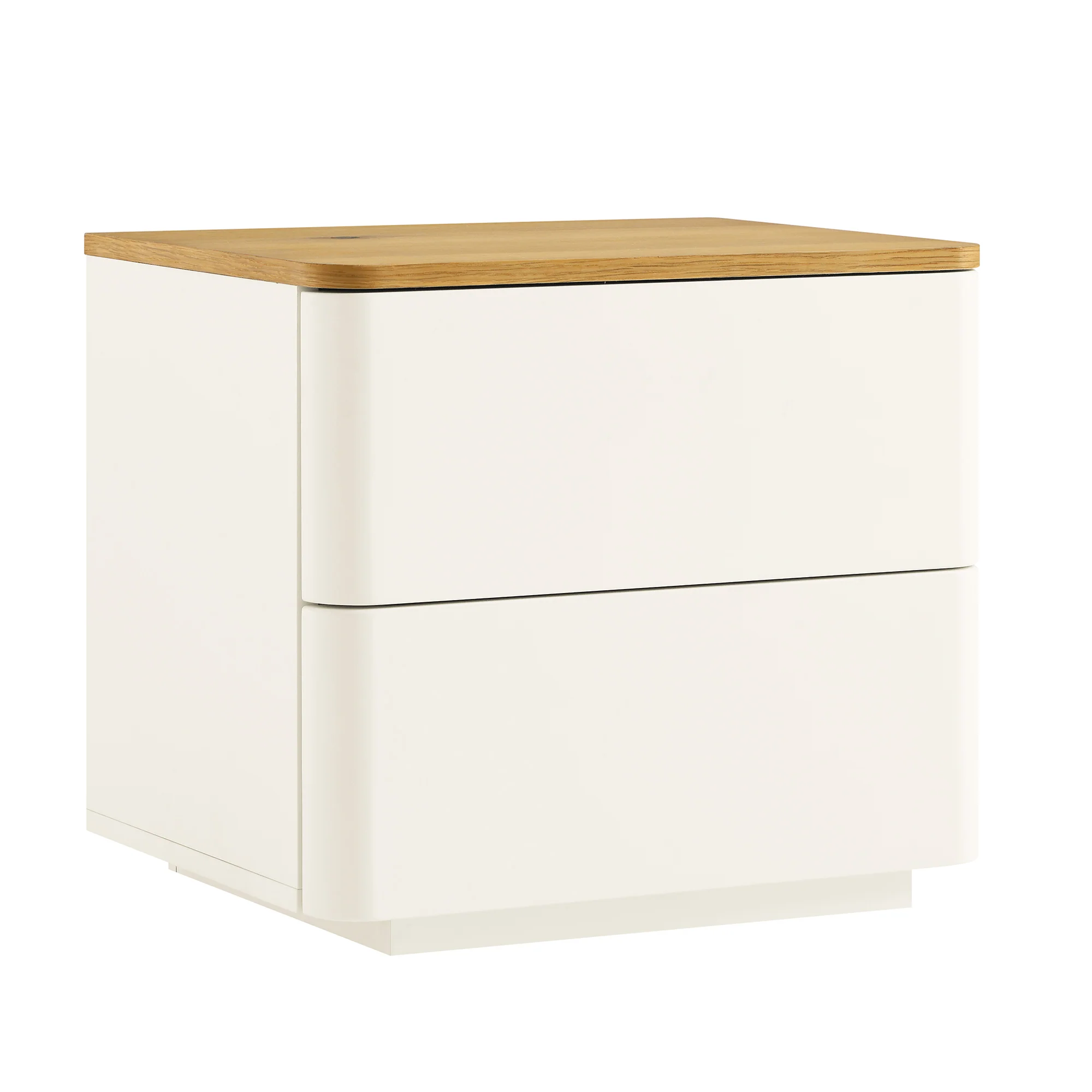 Agnes Curved Edge 2 Drawer Bedside Table, White - Image 6