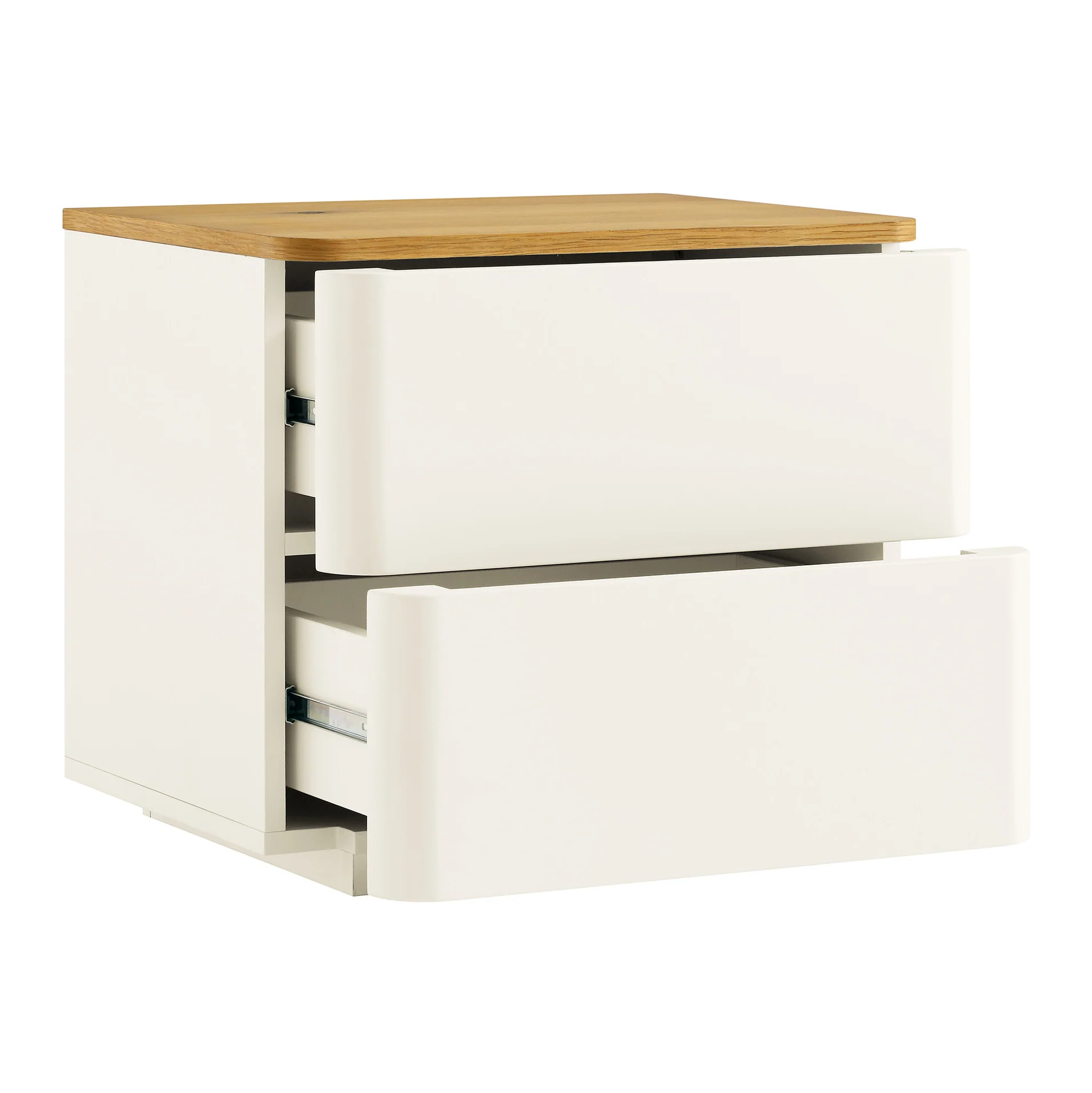 Agnes Curved Edge 2 Drawer Bedside Table, White - Image 8