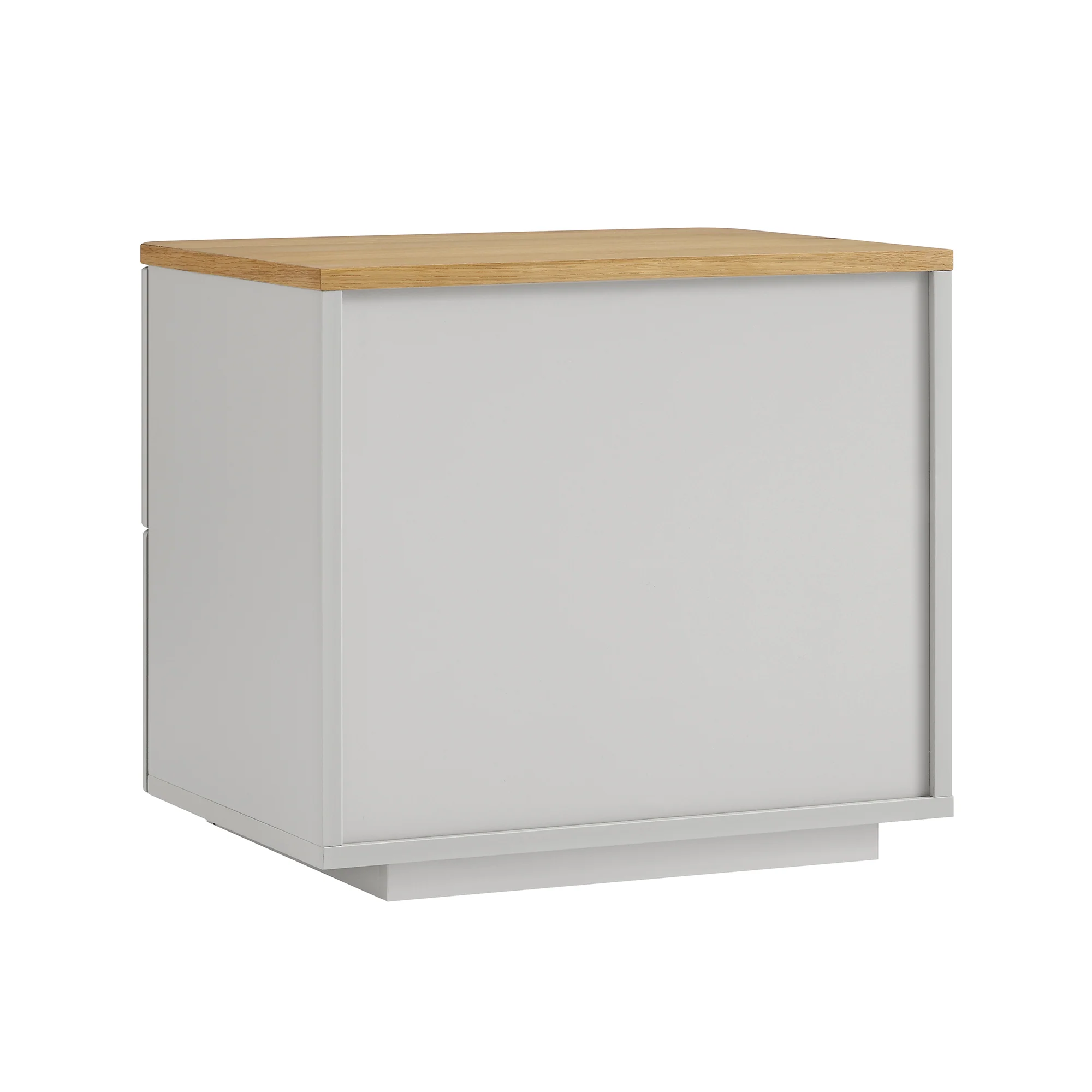 Agnes Curved Edge 2 Drawer Bedside Table, Dove Grey with Oak Top - Image 11