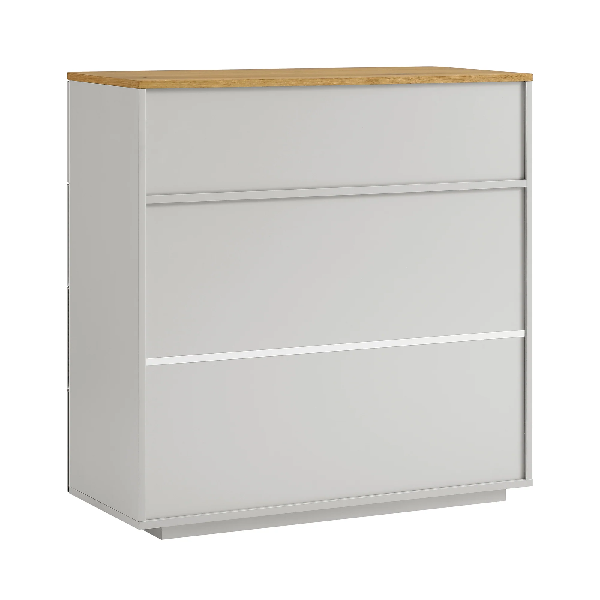 Agnes Curved Edge 2 over 3 Chest of Drawers, Dove Grey with Oak Top - Image 11