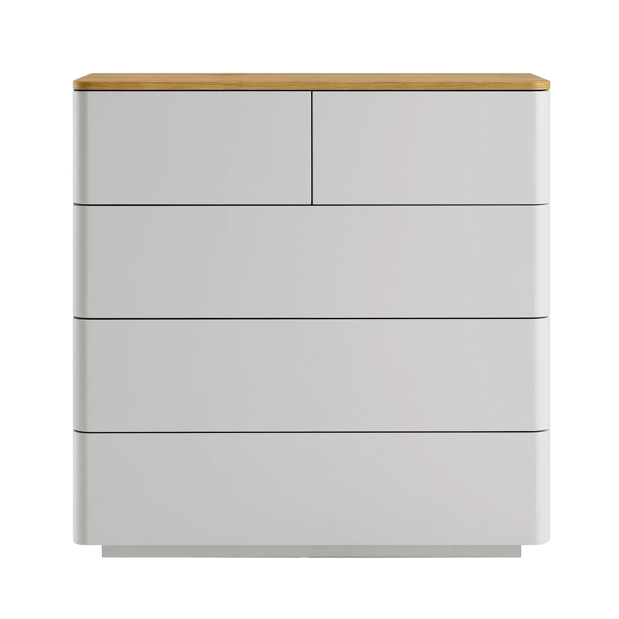 Agnes Curved Edge 2 over 3 Chest of Drawers, Dove Grey with Oak Top - Image 5