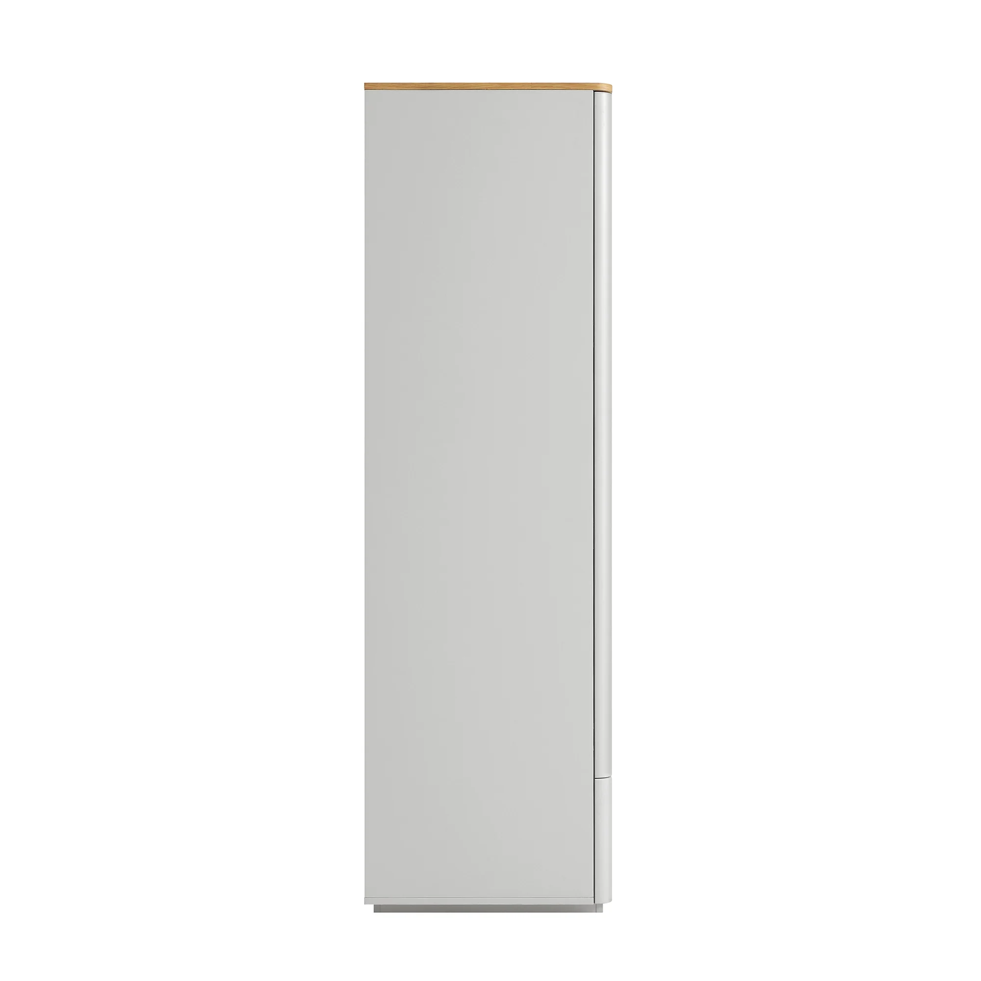 Agnes Curved Edge 4-Door Wardrobe, Dove Grey with Oak Top - Image 11