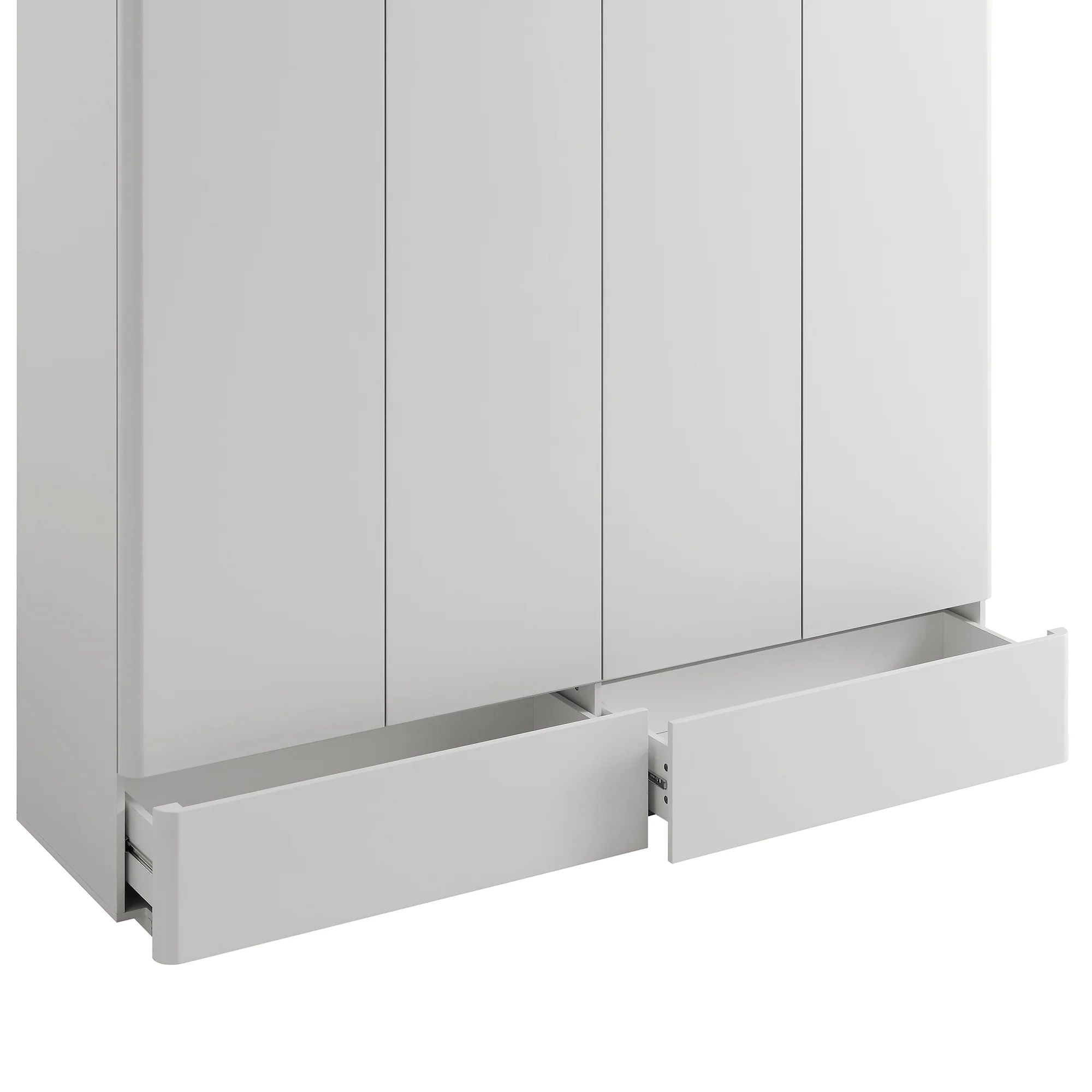 Agnes Curved Edge 4-Door Wardrobe, Dove Grey with Oak Top - Image 14