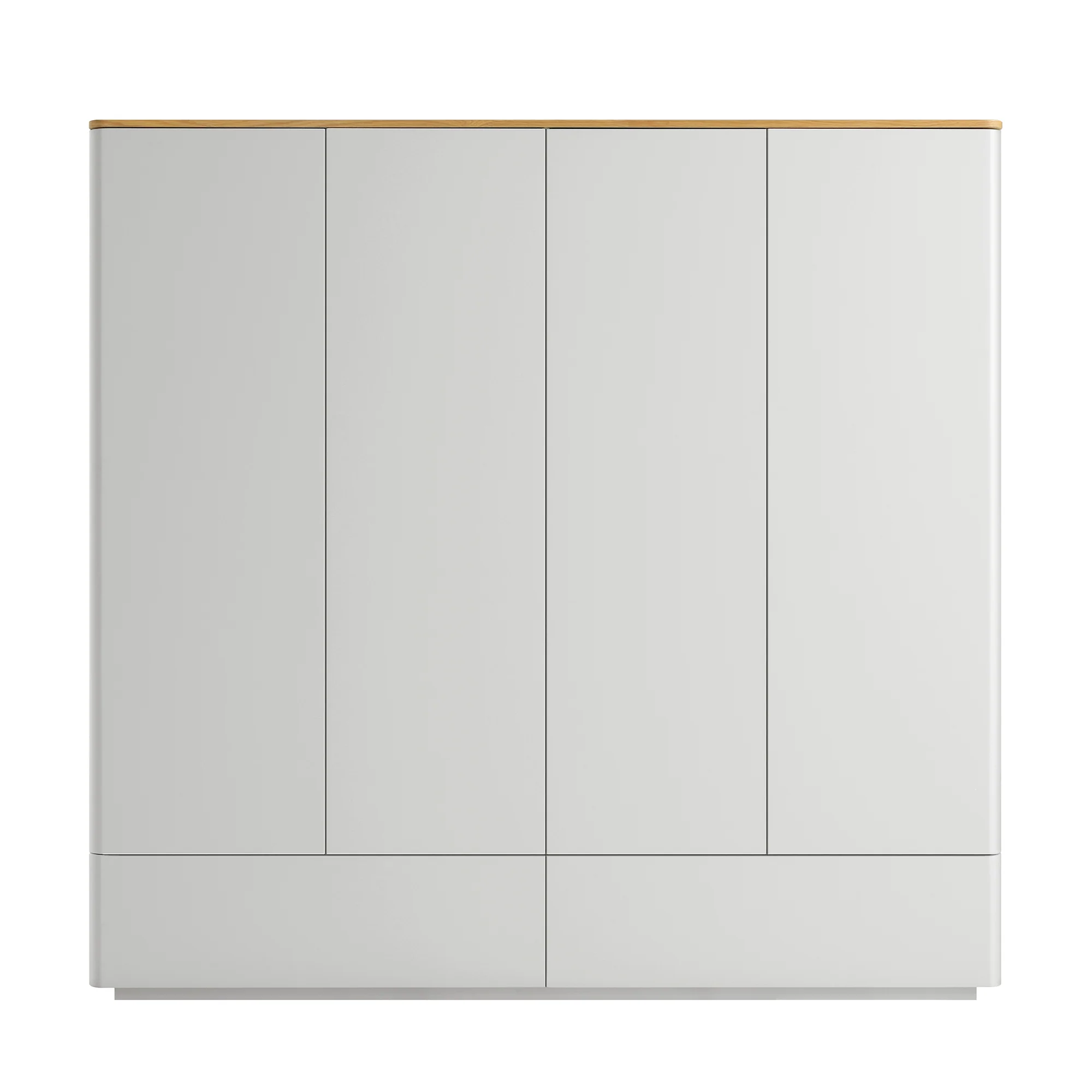 Agnes Curved Edge 4-Door Wardrobe, Dove Grey with Oak Top - Image 6