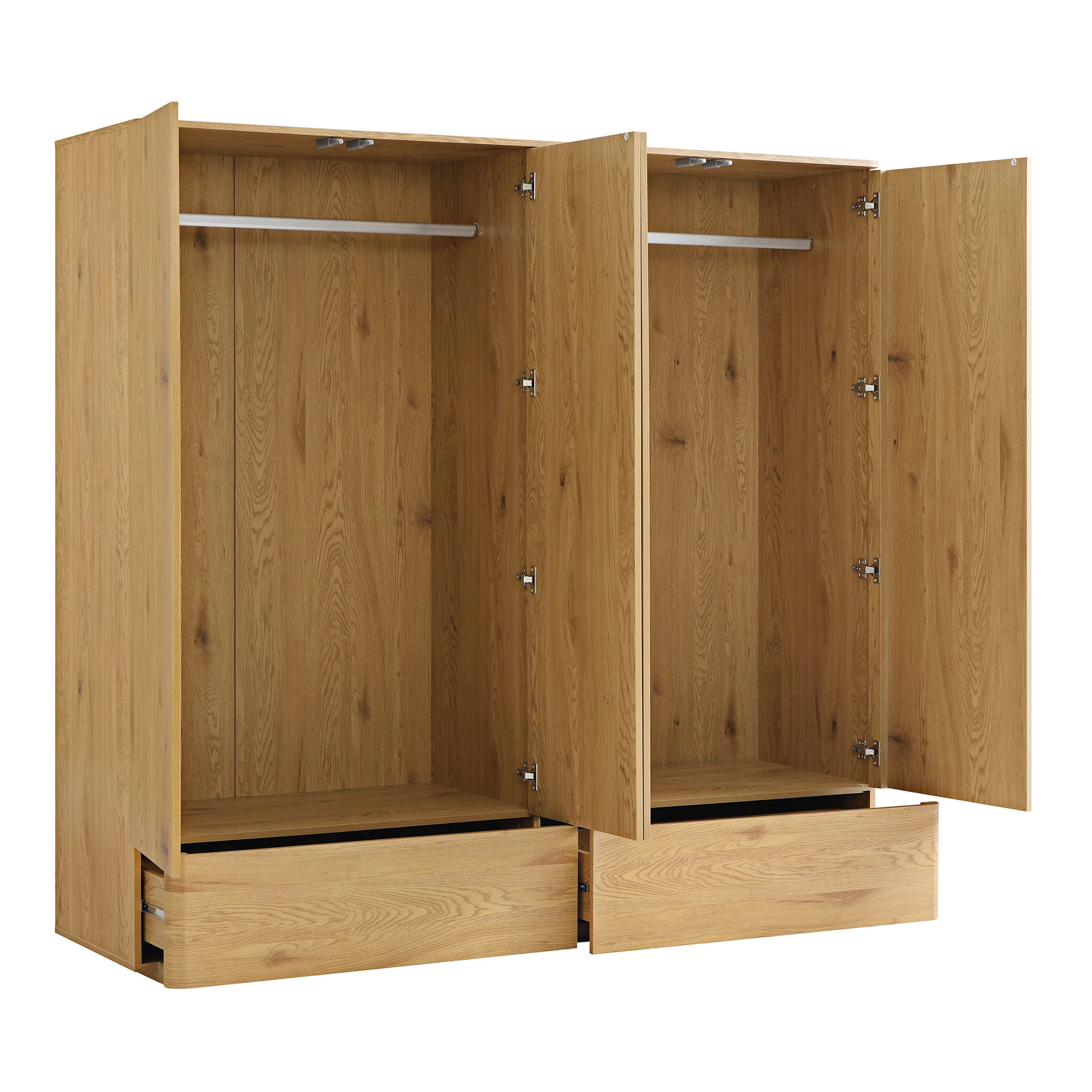 Agnes Curved Edge 4-Door Wardrobe, Natural - Image 9