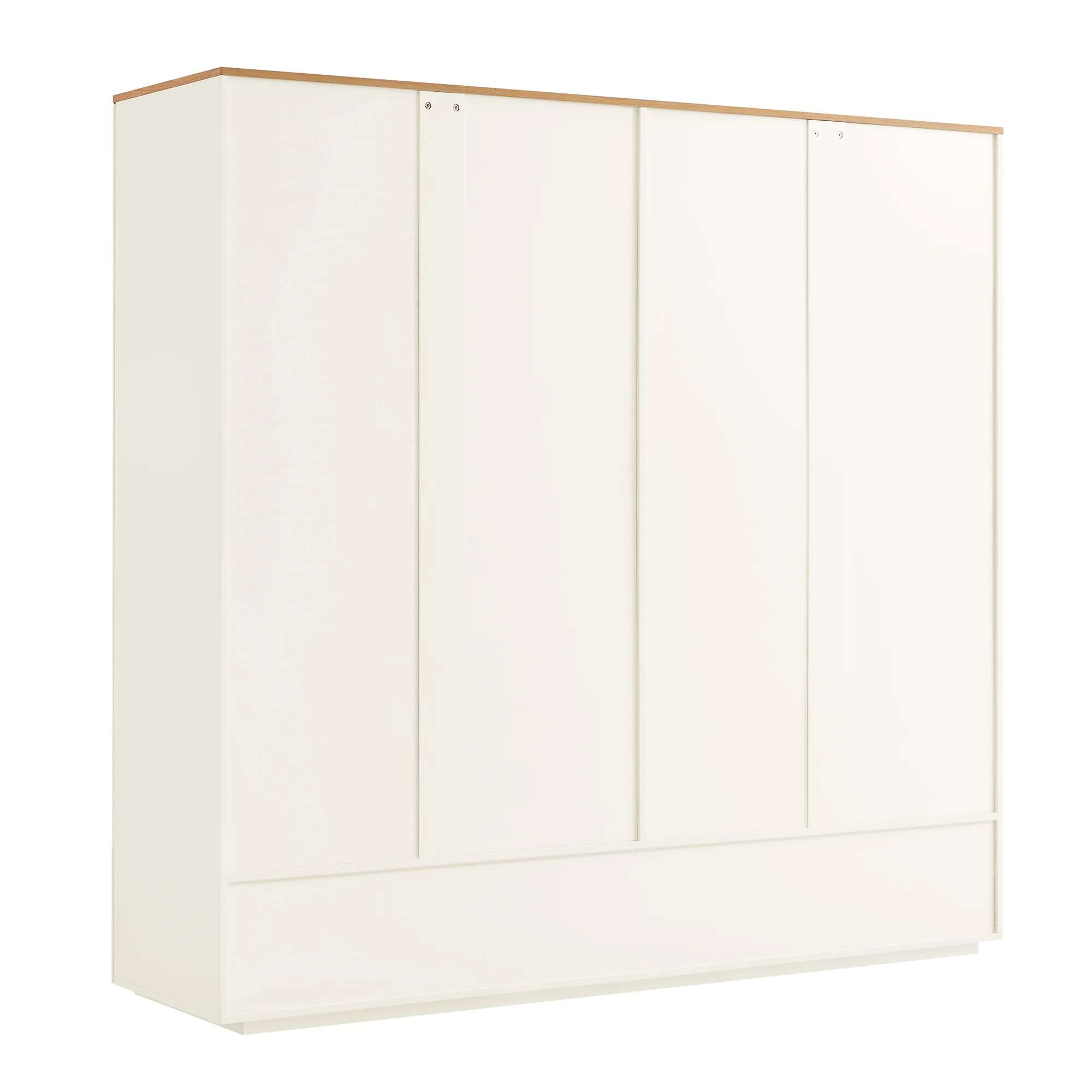 Agnes Curved Edge 4-Door Wardrobe, Off White with Oak Top - Image 11