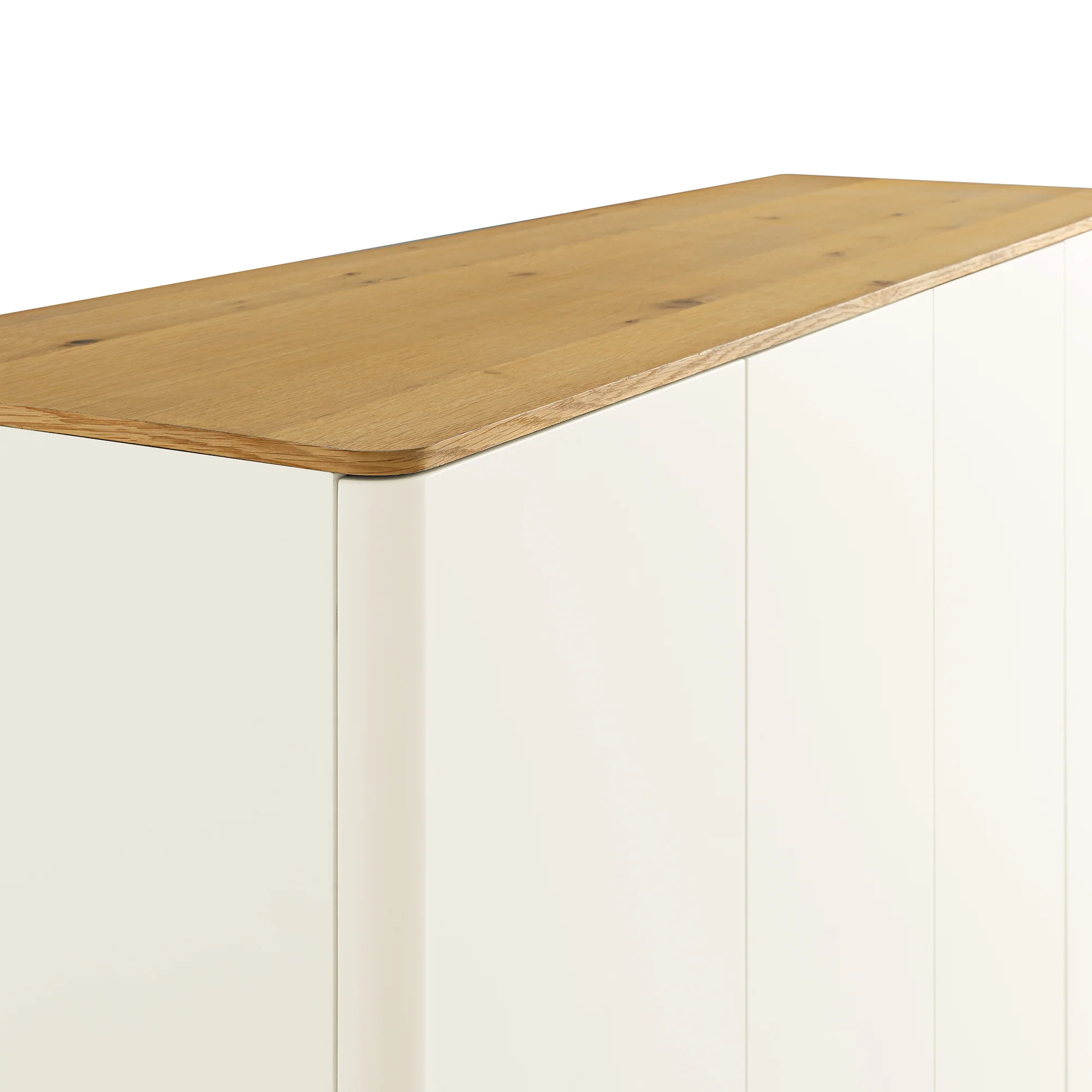 Agnes Curved Edge 4-Door Wardrobe, Off White with Oak Top - Image 15