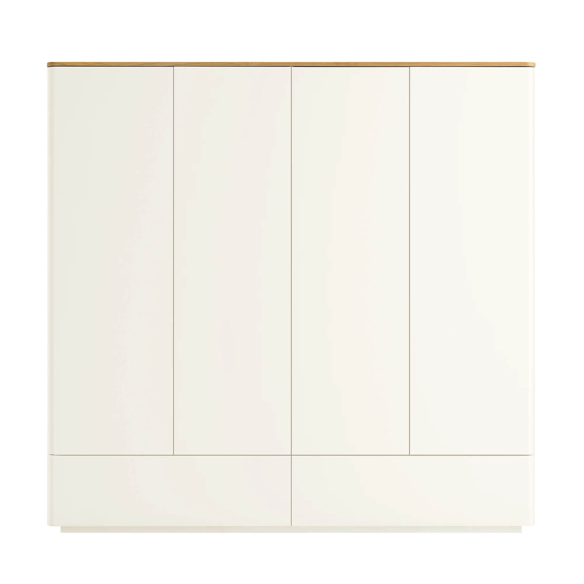 Agnes Curved Edge 4-Door Wardrobe, Off White with Oak Top - Image 5