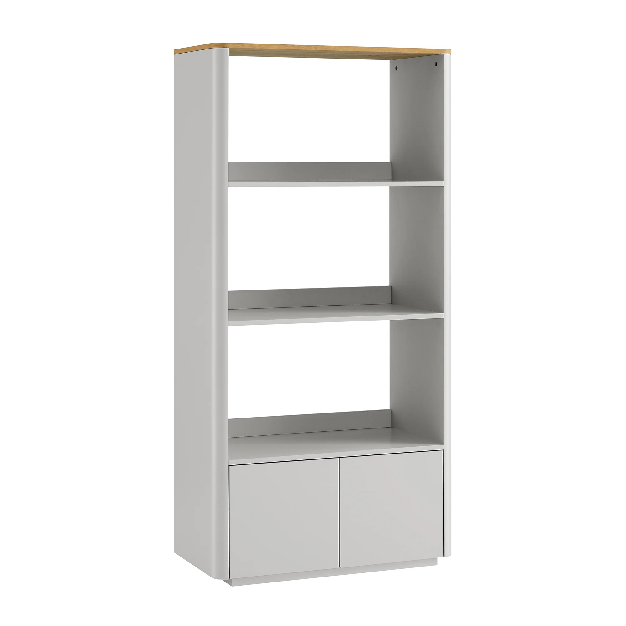 Agnes Curved Edge Bookcase, Dove Grey with Oak Top - Image 6