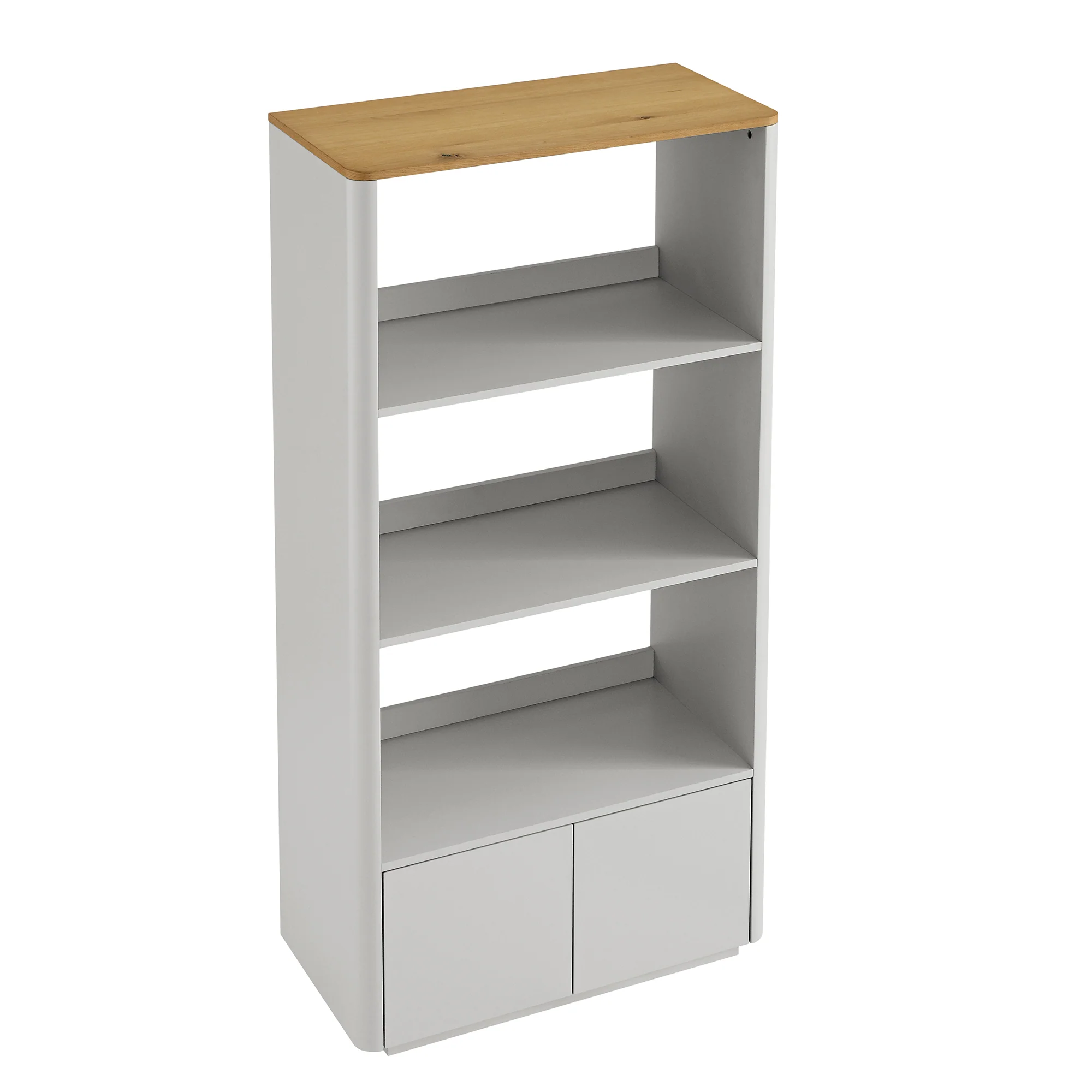 Agnes Curved Edge Bookcase, Dove Grey with Oak Top - Image 8