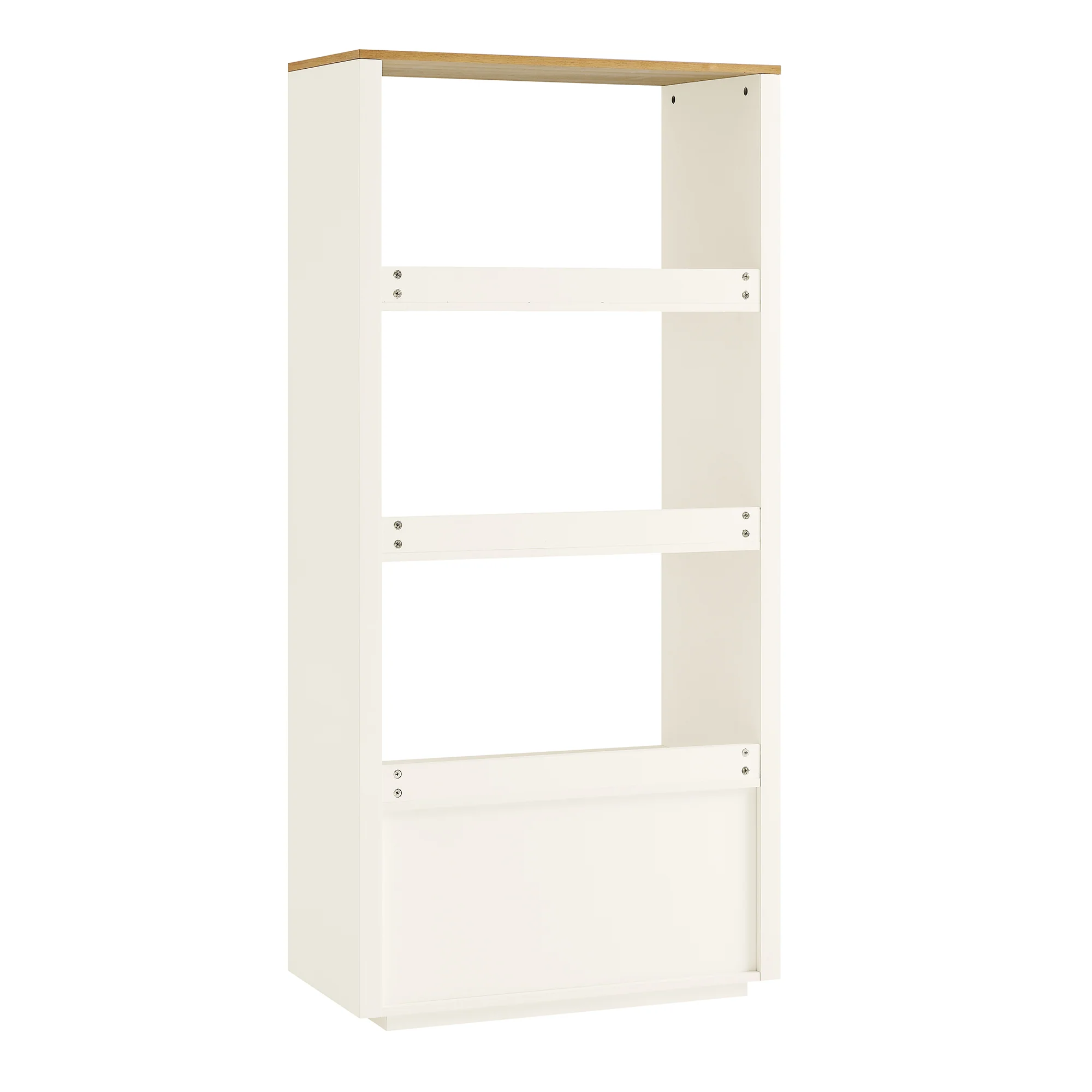 Agnes Curved Edge Bookcase, Off White with Oak Top - Image 11