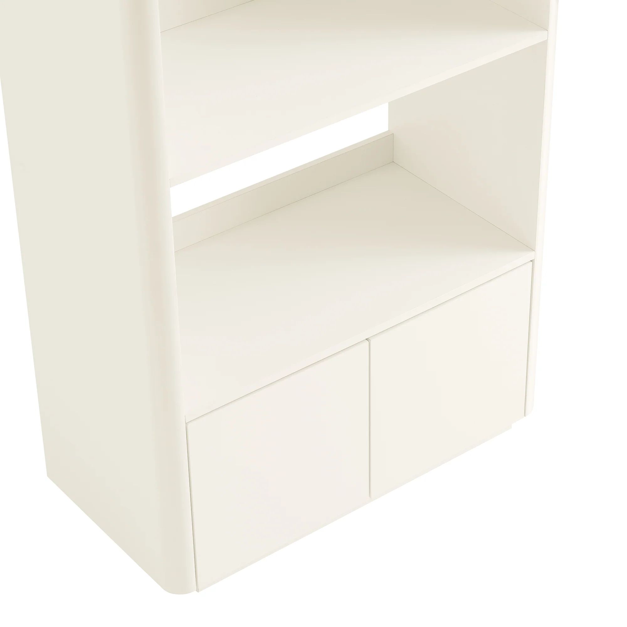Agnes Curved Edge Bookcase, Off White with Oak Top - Image 13