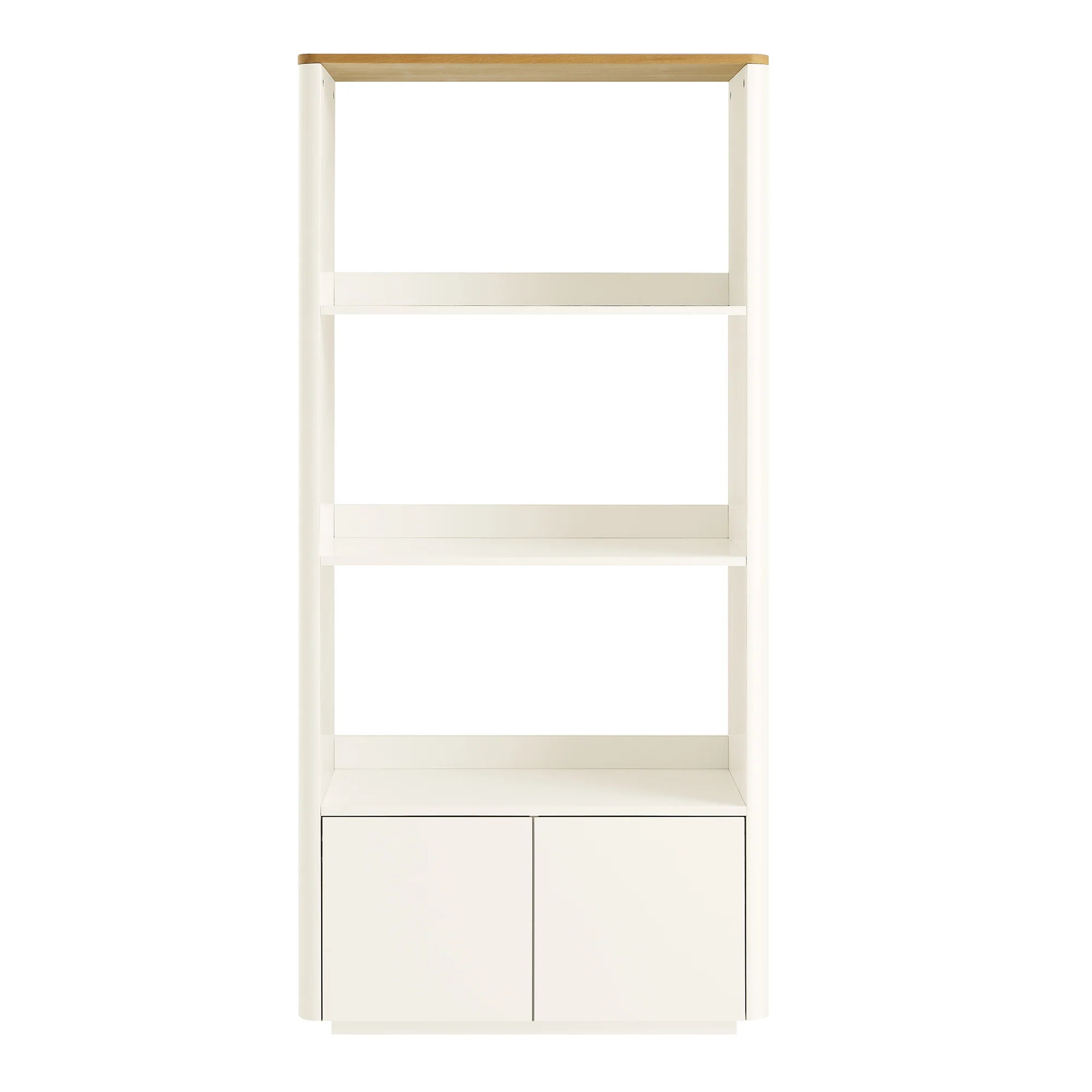 Agnes Curved Edge Bookcase, Off White with Oak Top - Image 5