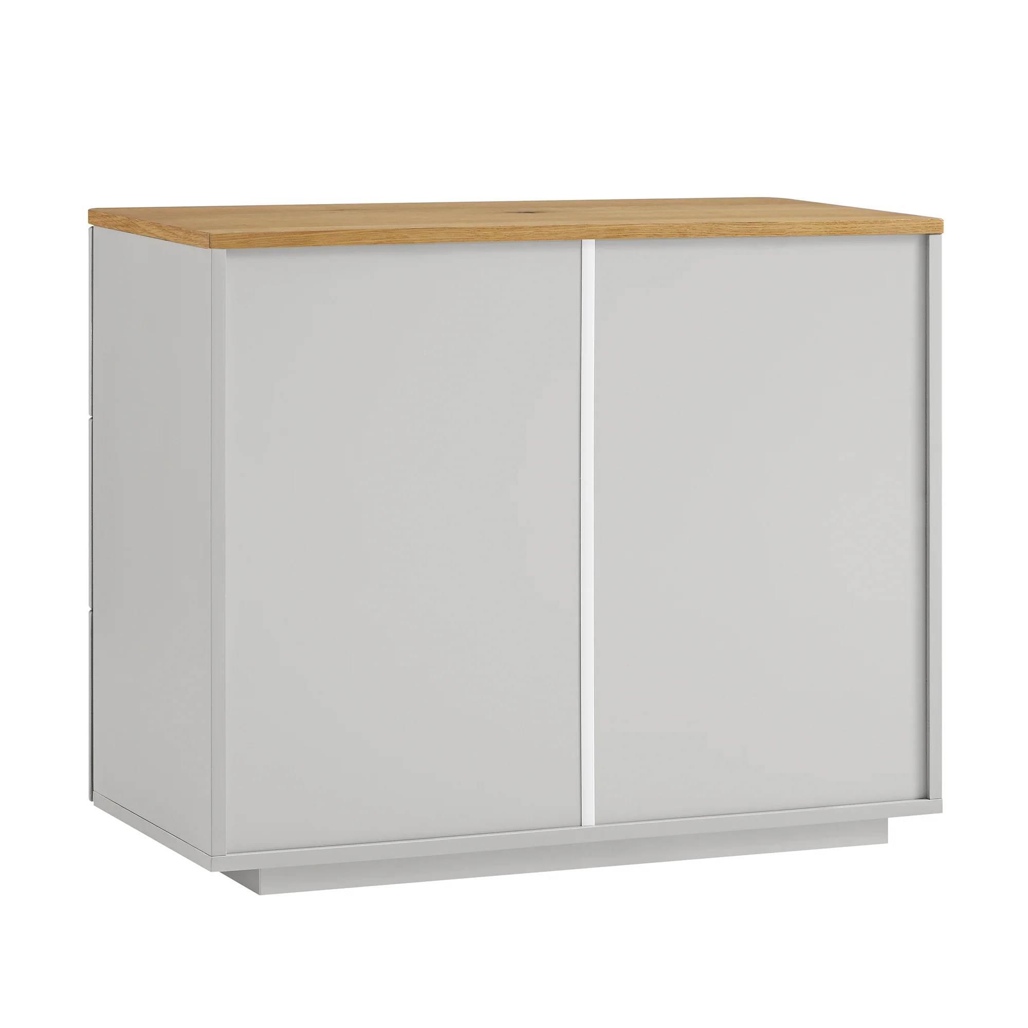 Agnes Curved Edge Chest of 3 Drawers, Dove Grey with Oak Top - Image 10