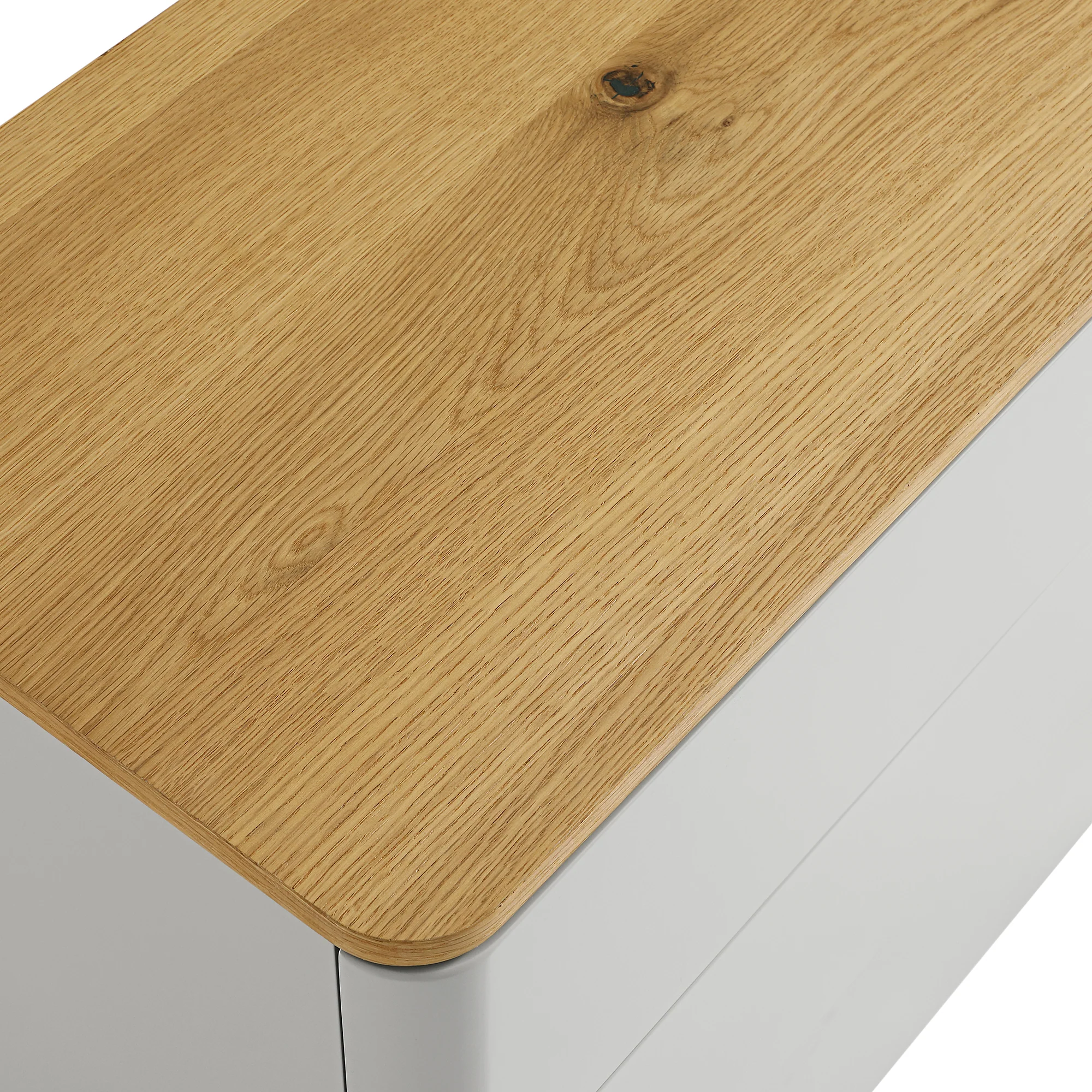 Agnes Curved Edge Chest of 3 Drawers, Dove Grey with Oak Top - Image 11