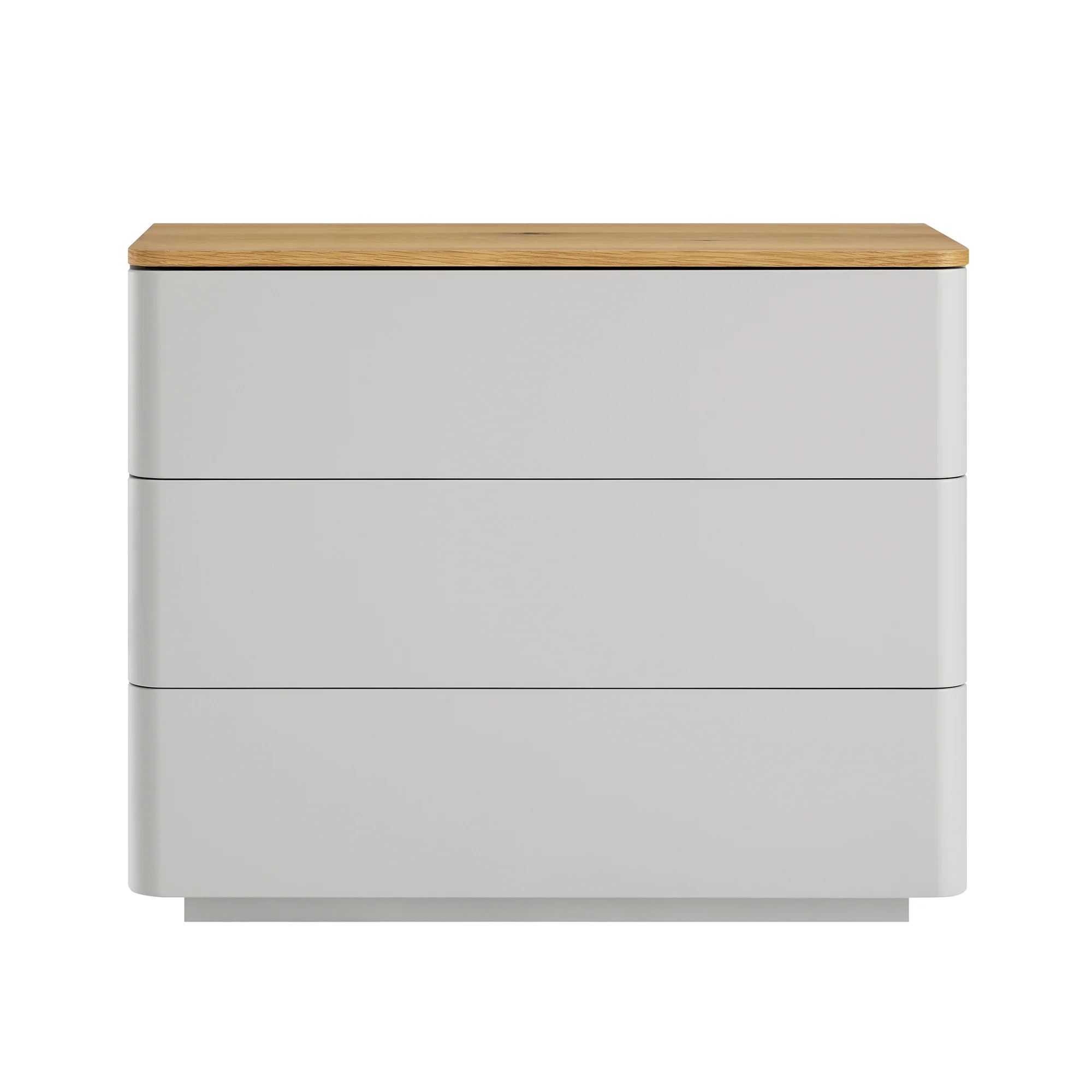 Agnes Curved Edge Chest of 3 Drawers, Dove Grey with Oak Top - Image 4