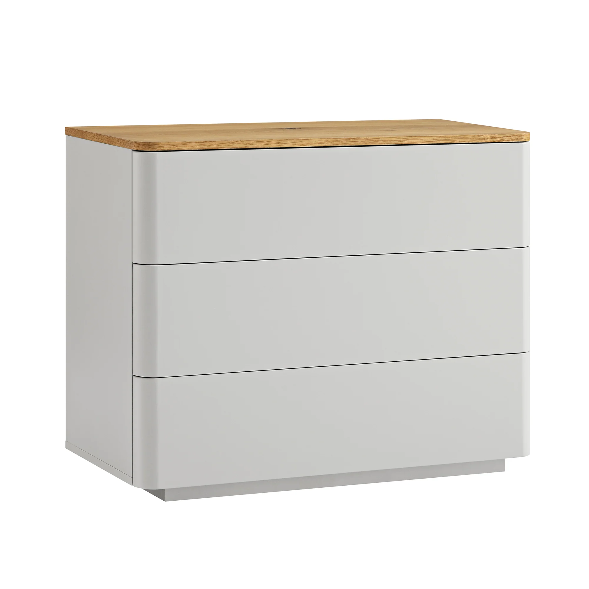 Agnes Curved Edge Chest of 3 Drawers, Dove Grey with Oak Top - Image 5