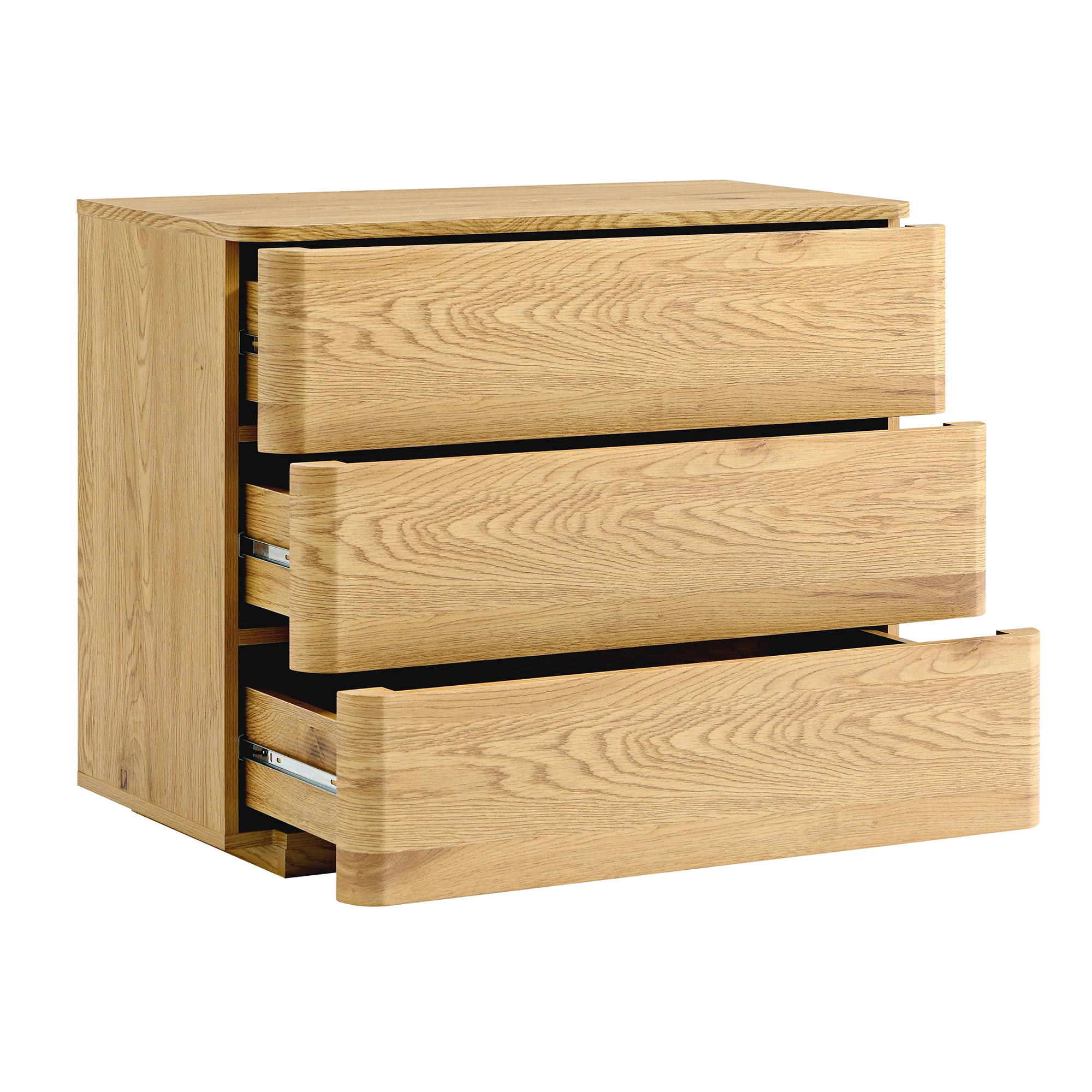 Agnes Curved Edge Chest of 3 Drawers, Natural - Image 9