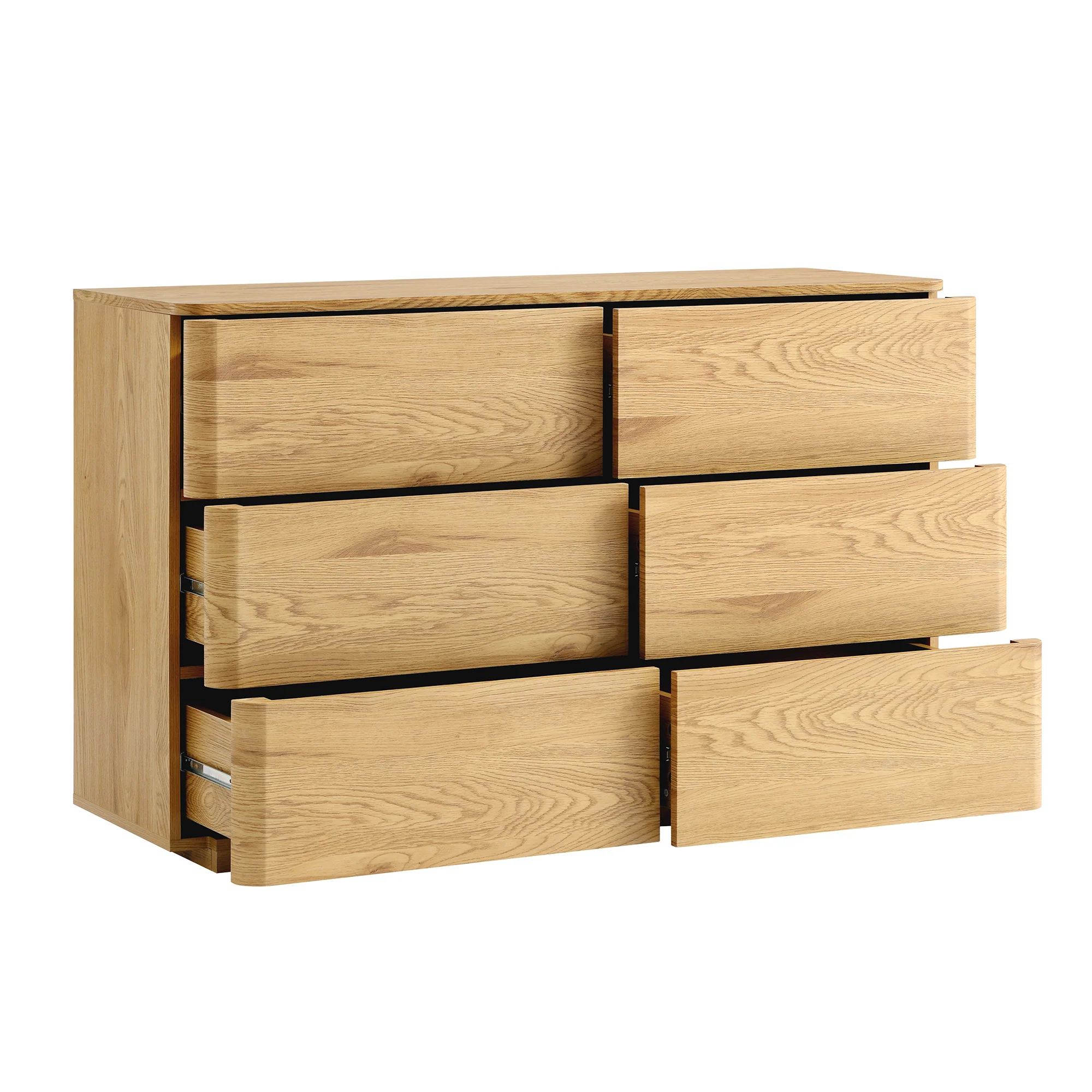 Agnes Curved Edge Chest of 6 Drawers, Natural - Image 8