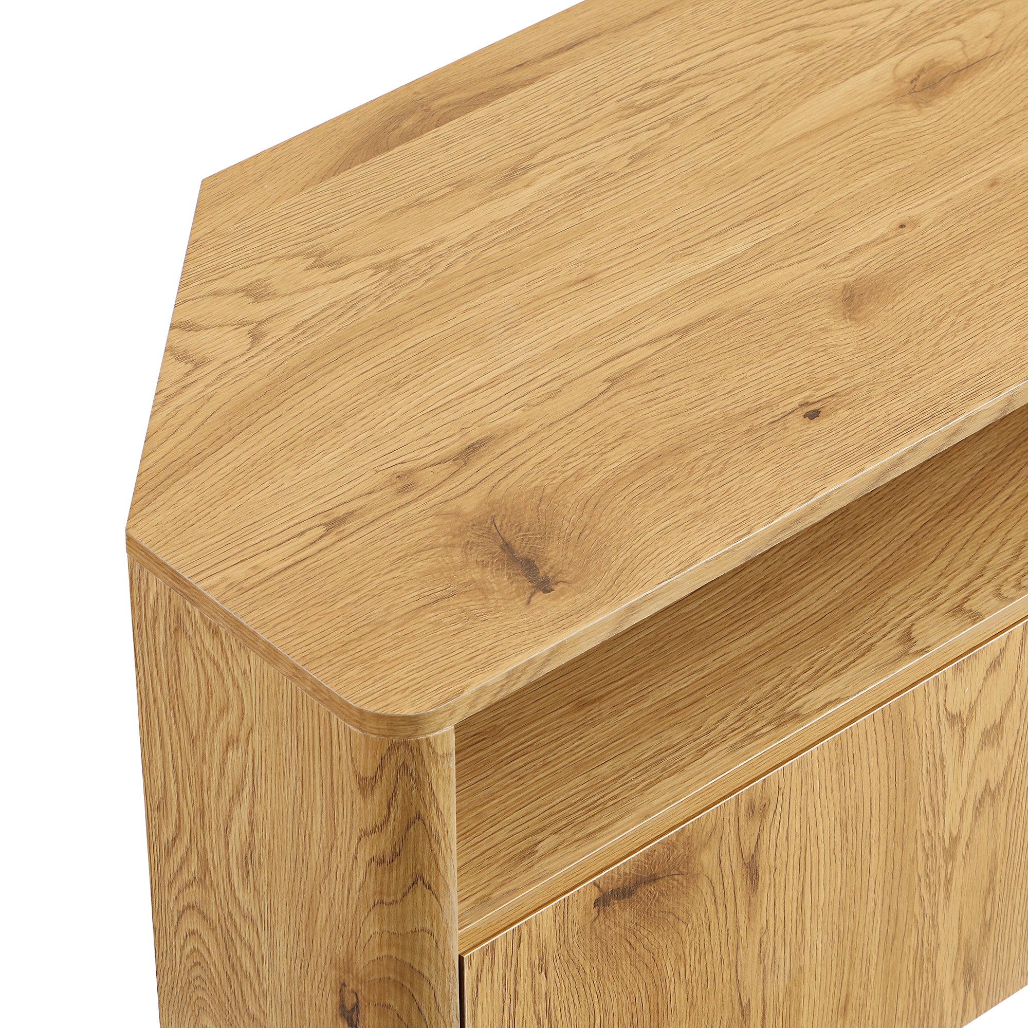 Agnes Curved Edge Corner TV Unit, Natural - Image 11