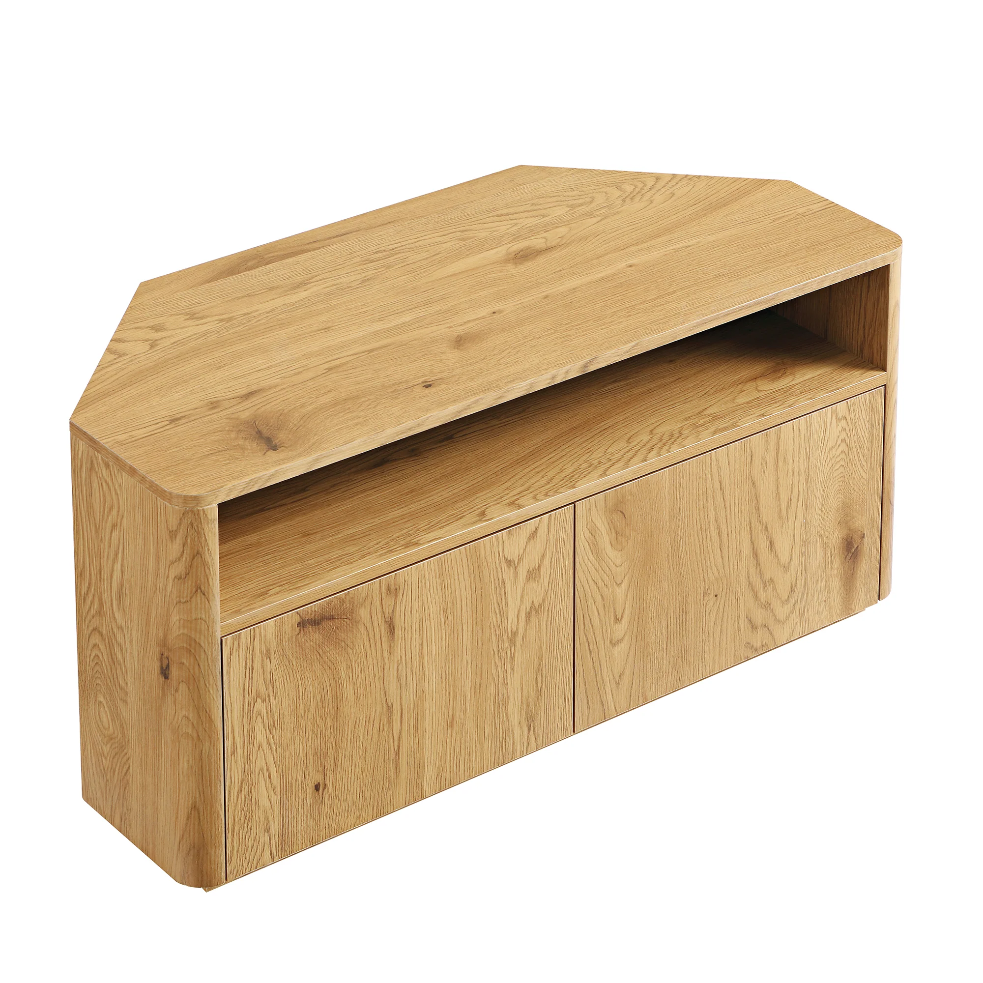 Agnes Curved Edge Corner TV Unit, Natural - Image 8