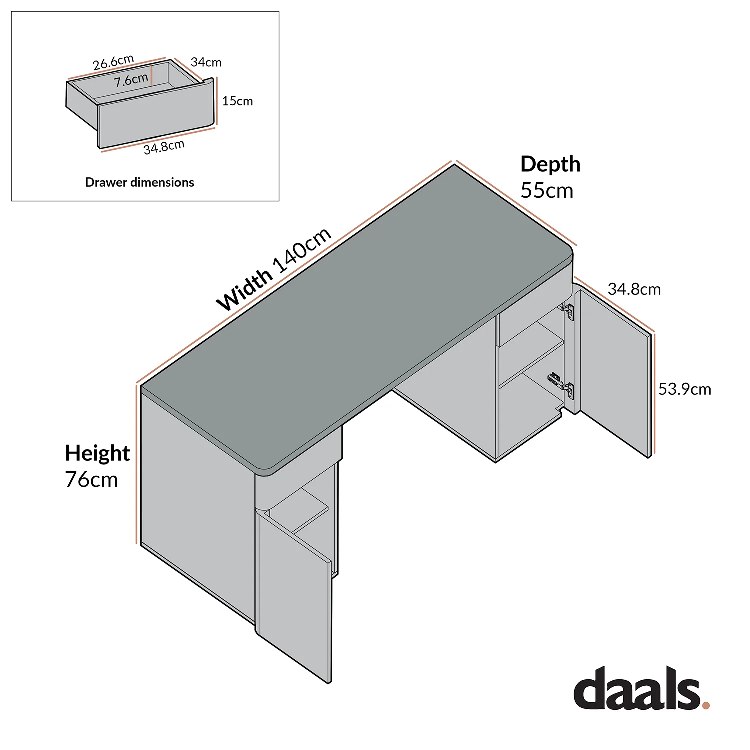 Agnes Curved Edge Desk with Storage, Natural - Image 7