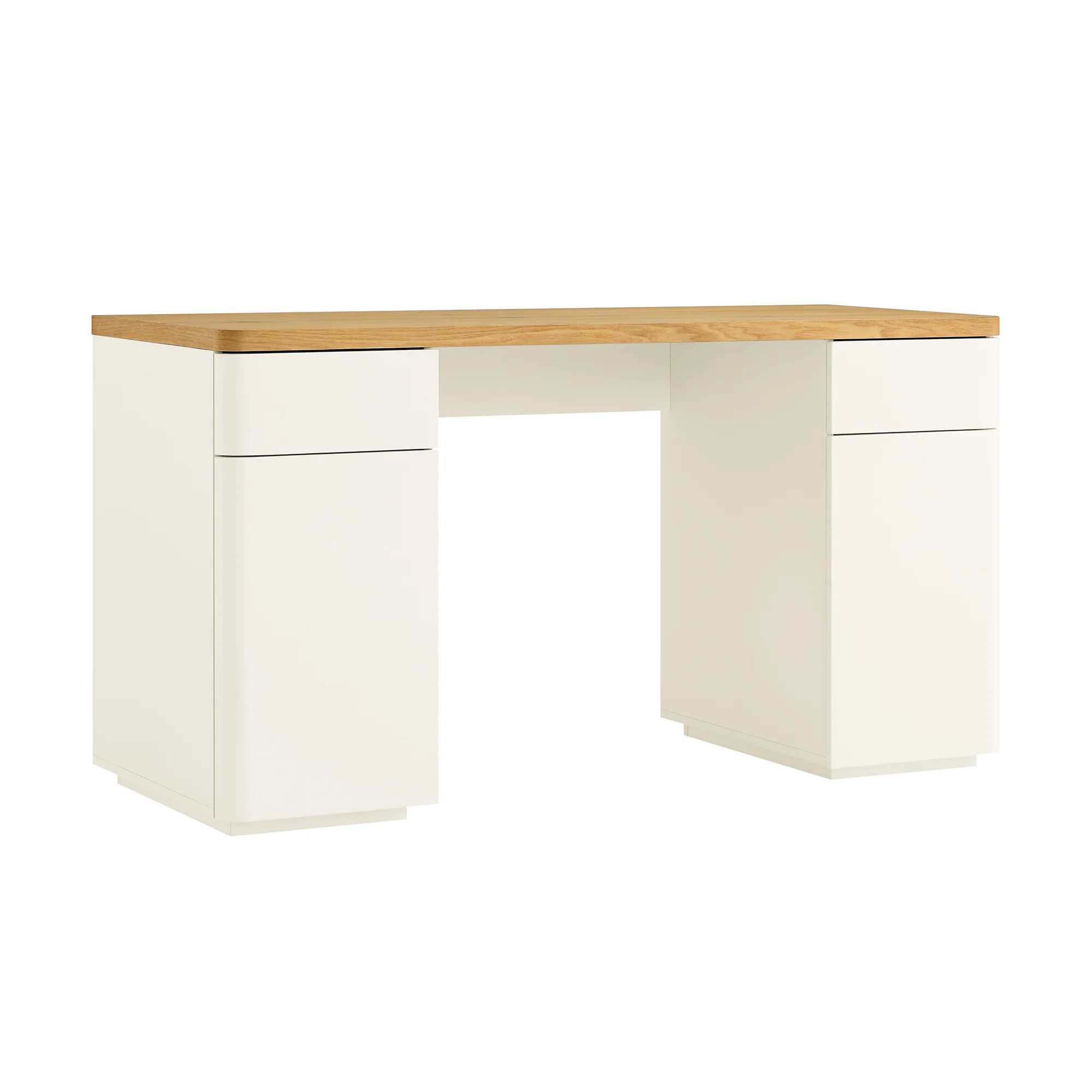 Agnes Curved Edge Desk with Storage, Off White with Oak Top - Image 5